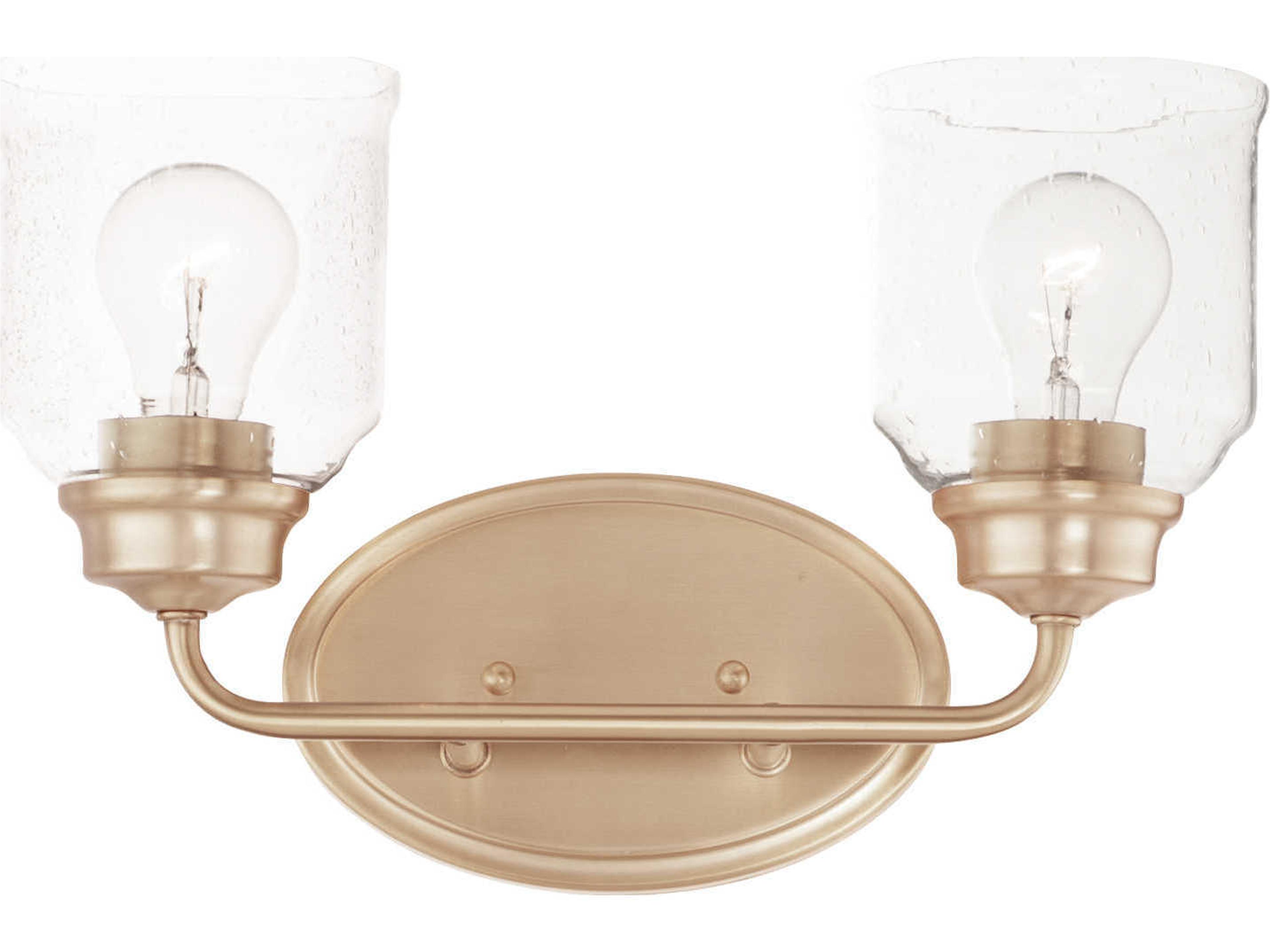Acadia 2-Light Heritage Gold Glass Vanity Light