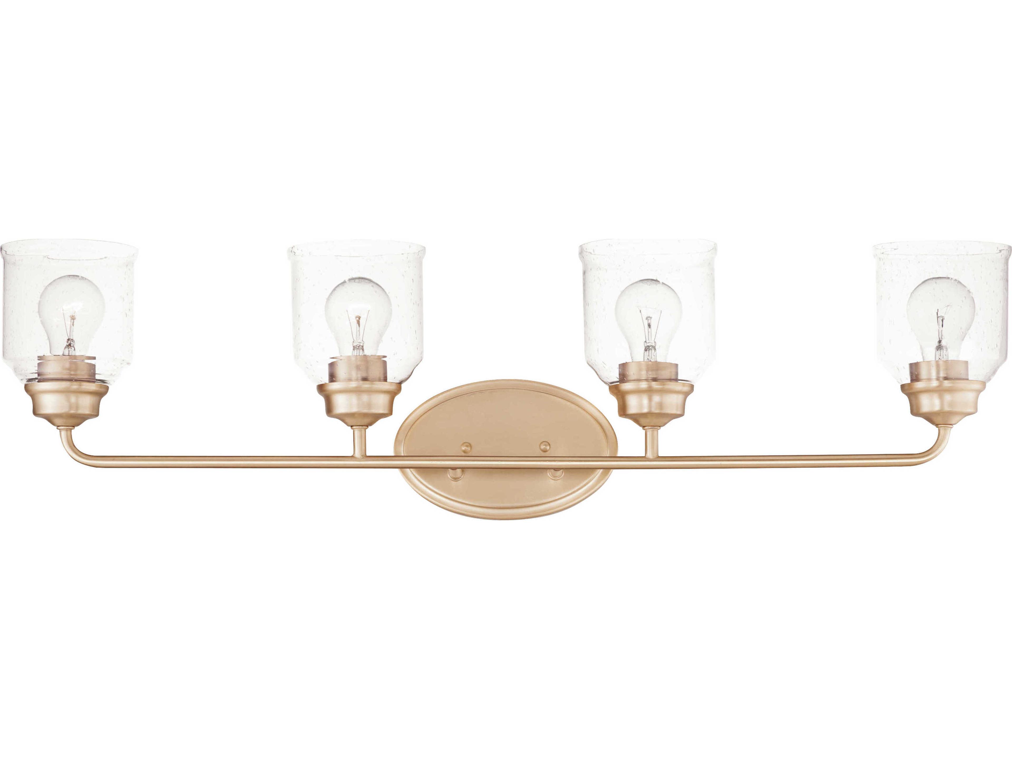 Acadia 4-Light Heritage Gold Glass Vanity Light