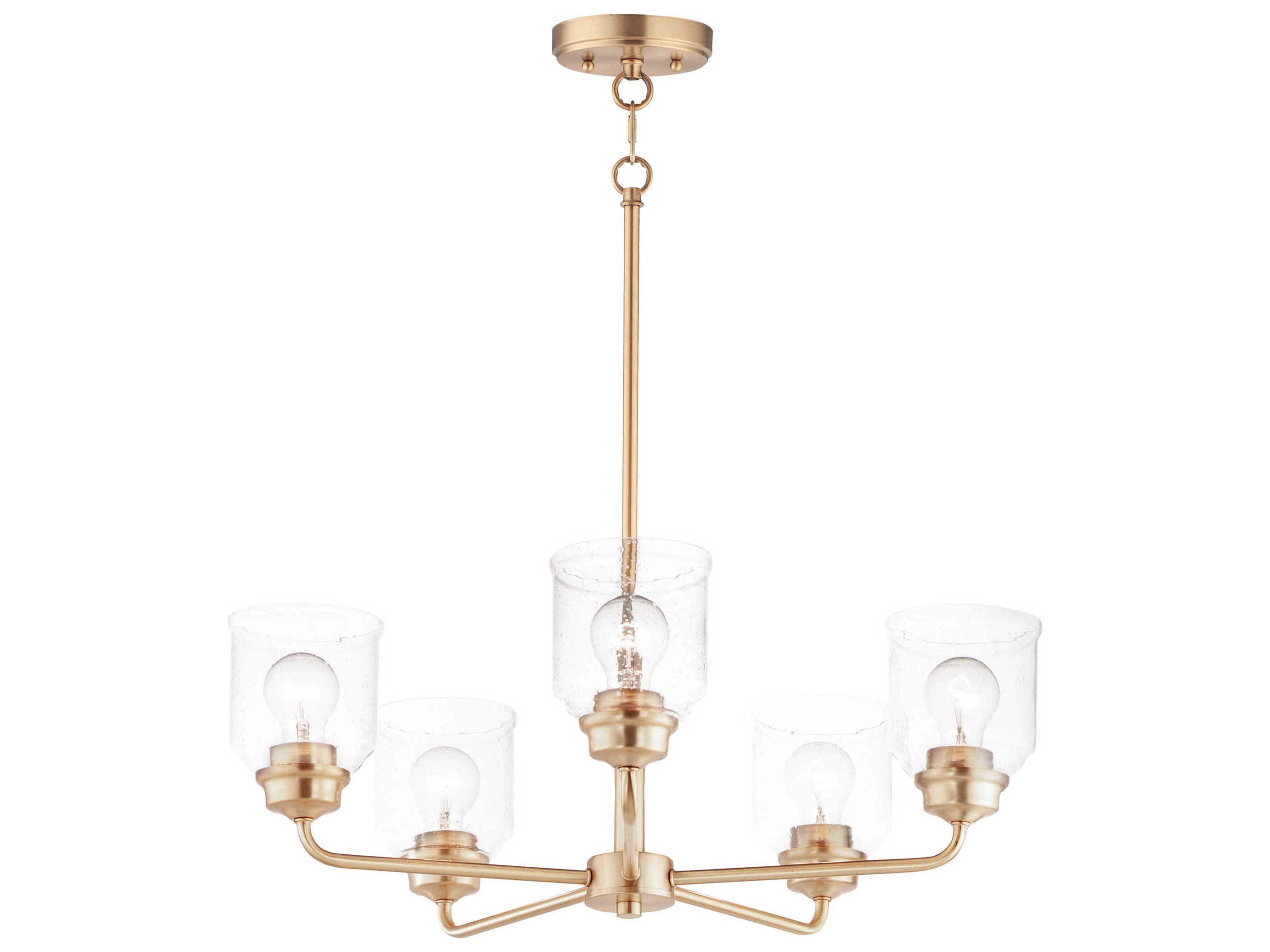 Acadia 5-Light Heritage Brass Glass Dome Chandelier