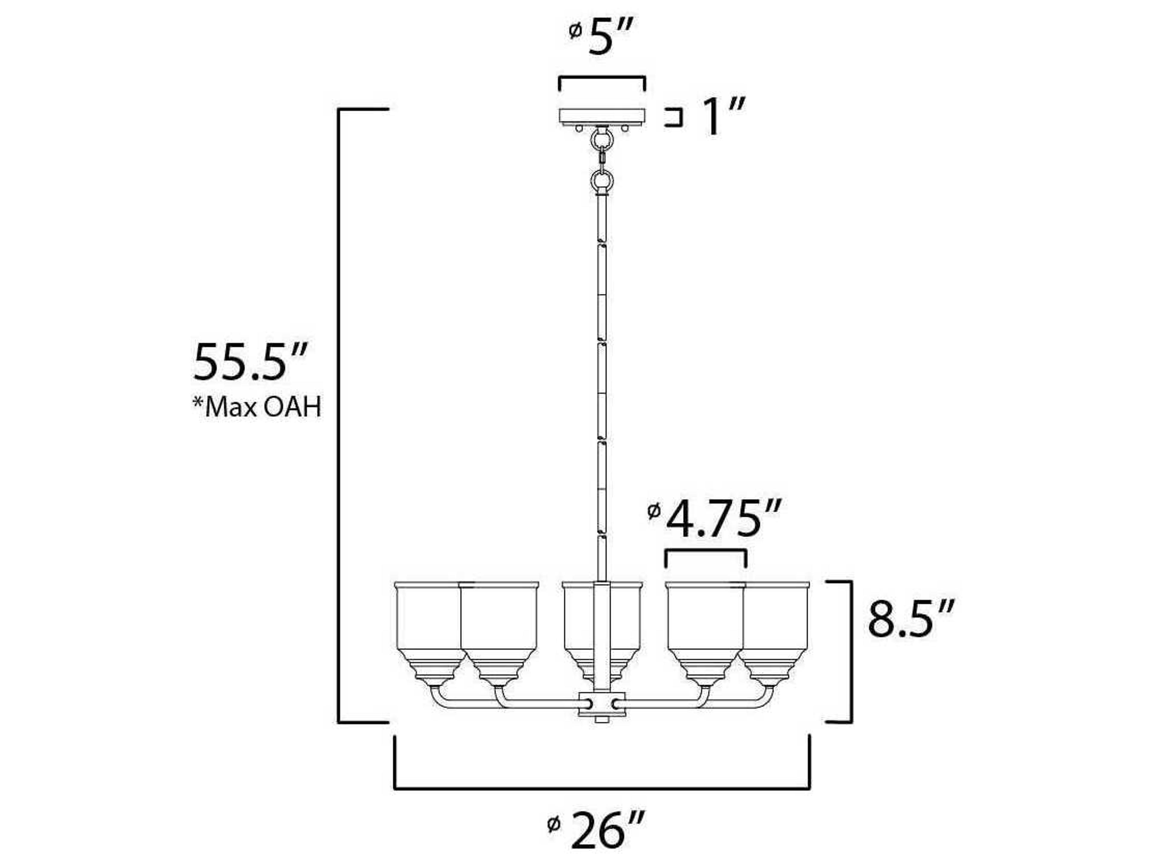 Maxim Lighting Acadia 5-Light Heritage Brass Glass Dome Chandelier