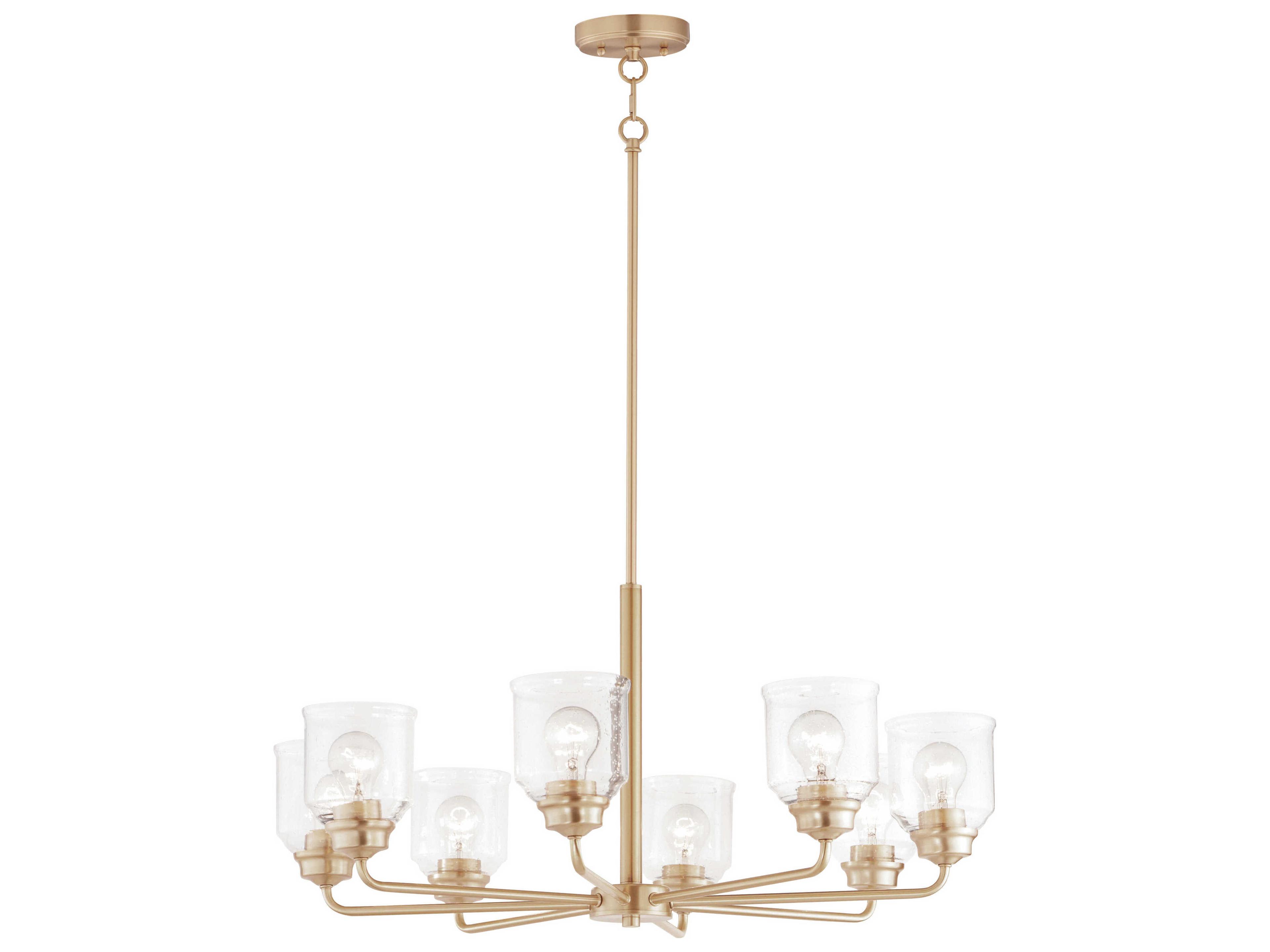 Acadia 8-Light Heritage Brass Glass Dome Chandelier