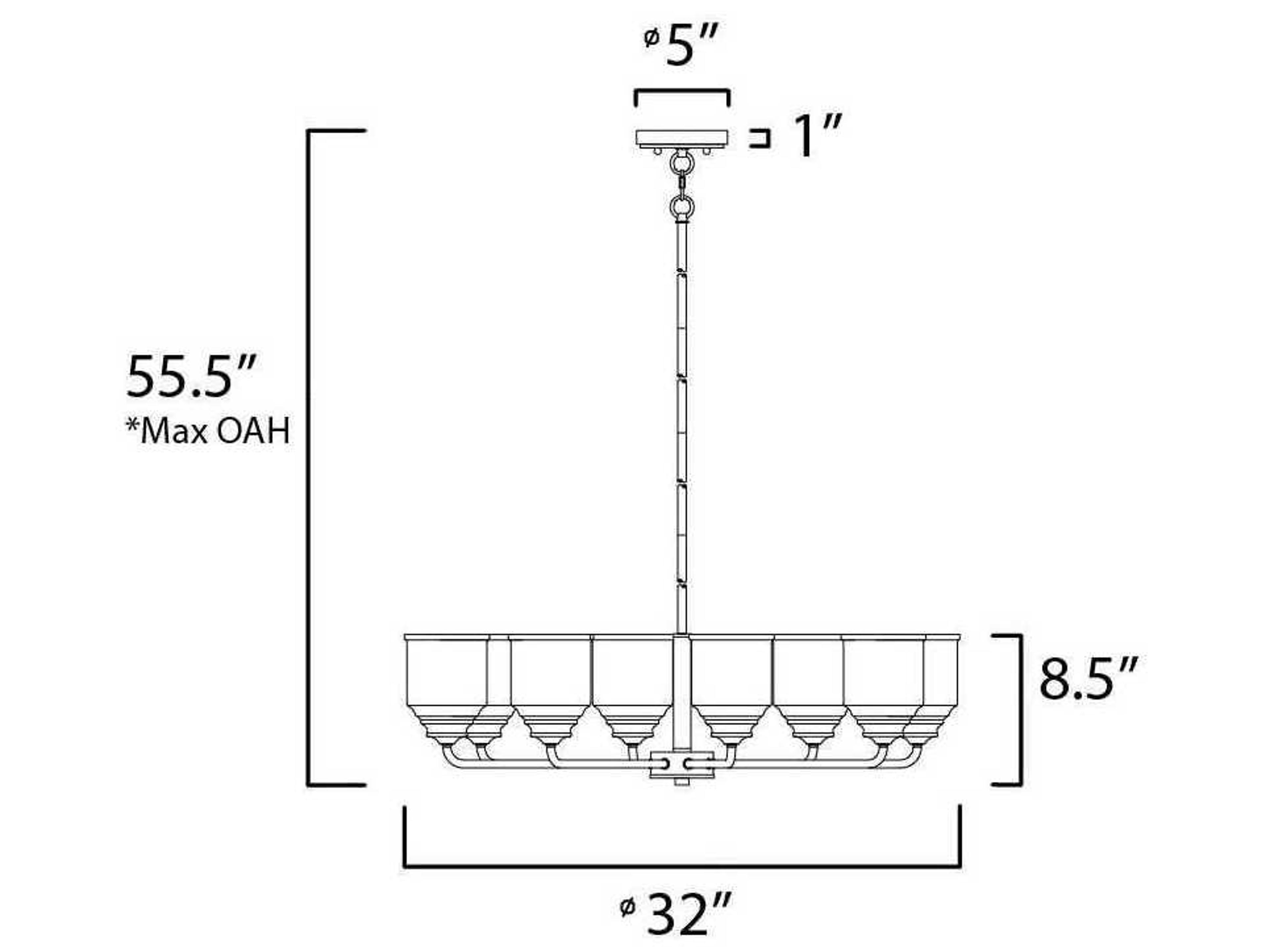 Maxim Lighting Acadia 8-Light Heritage Brass Glass Dome Chandelier