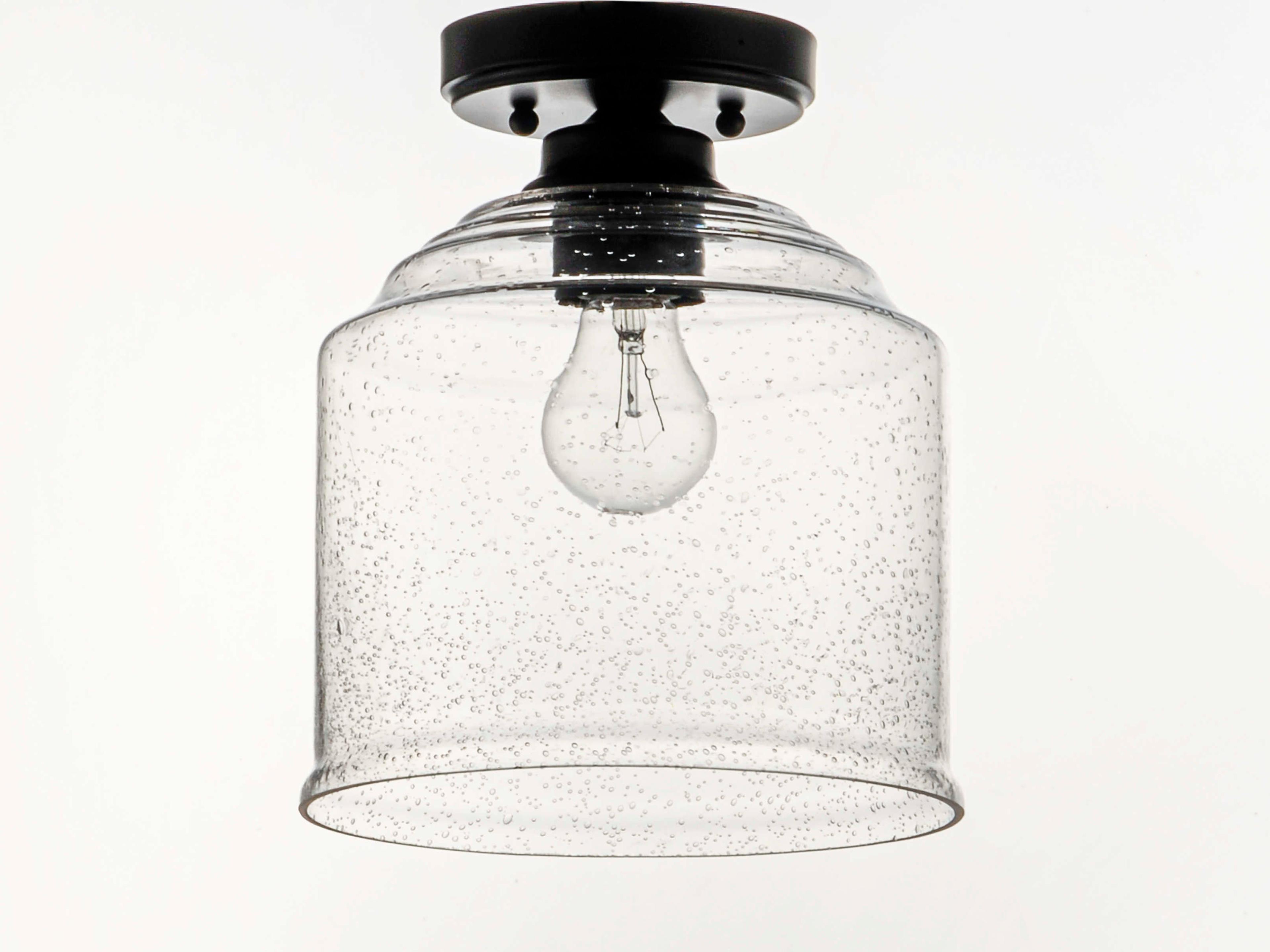 Maxim Lighting Acadia 1-Light Black Glass Bell Semi Flush Mount