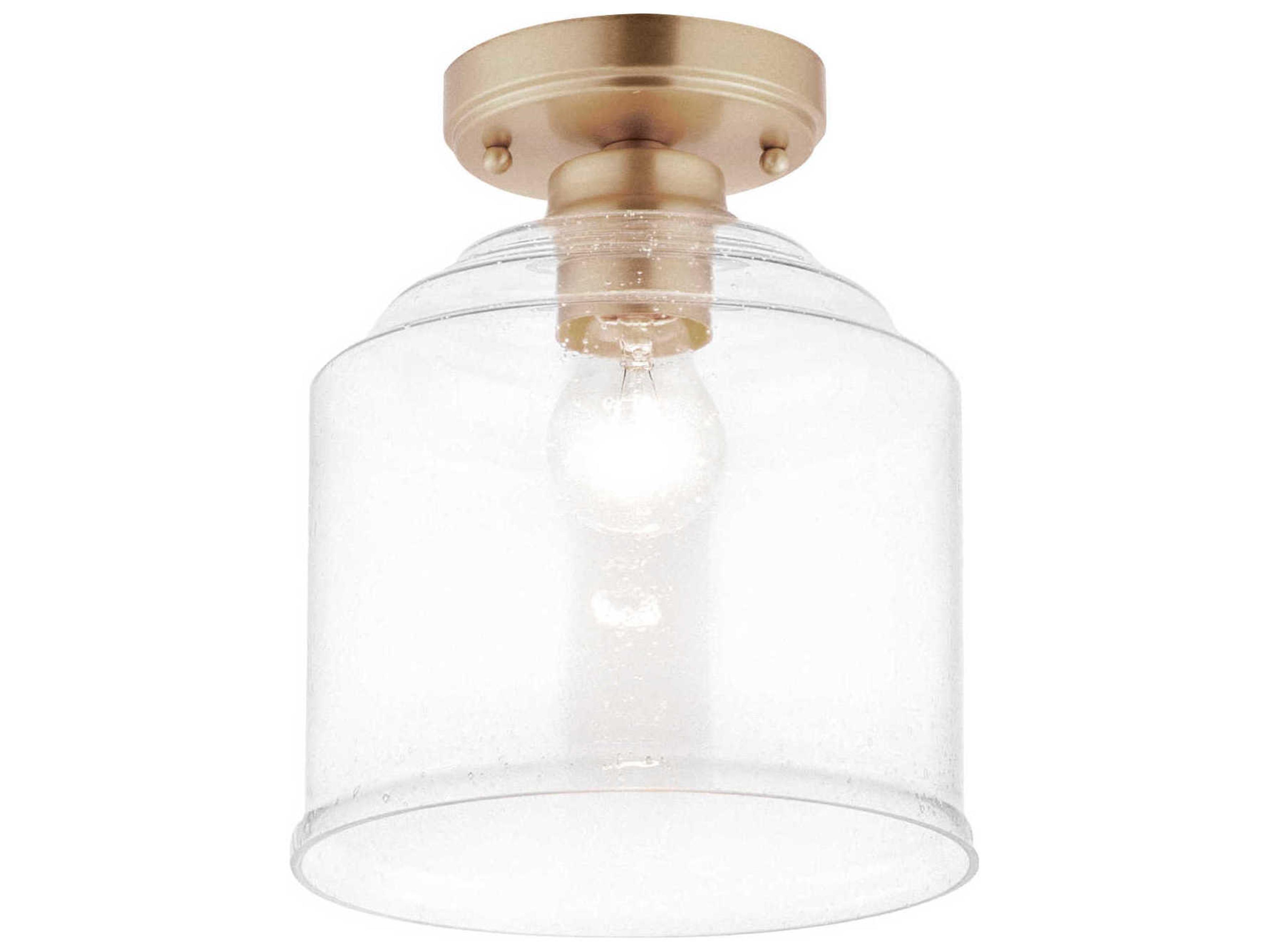 Acadia 1-Light Heritage Gold Glass Dome Flush Mount