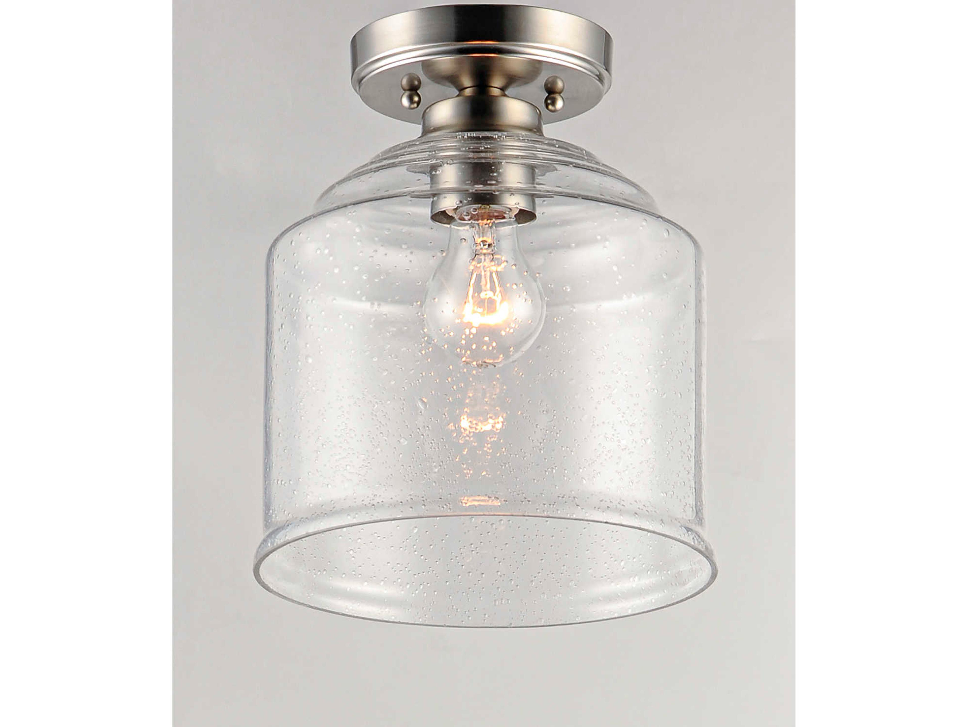 Maxim Lighting Acadia 1-Light Satin Nickel Glass Bell Semi Flush Mount