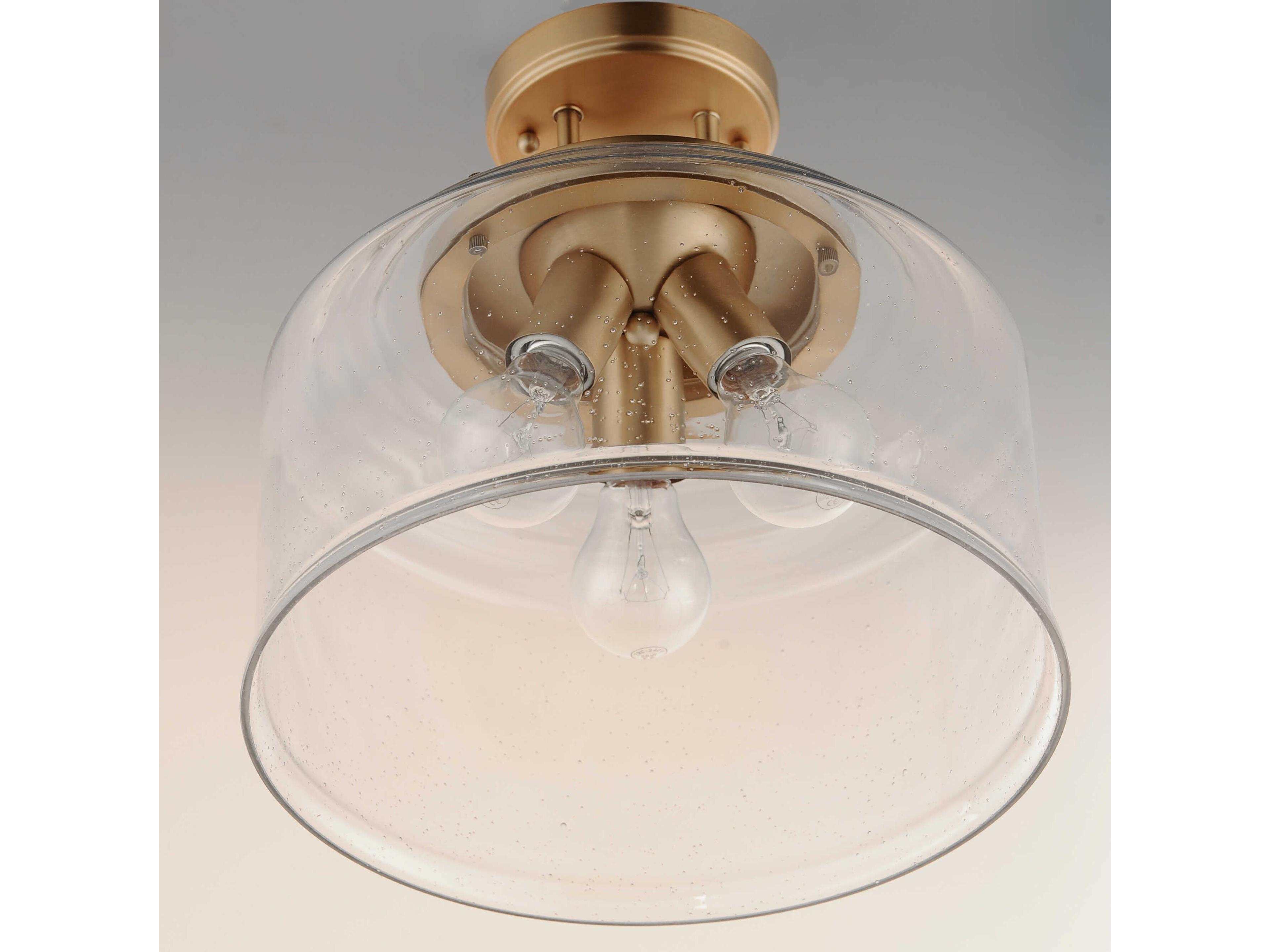 Maxim Lighting Acadia 3-Light Heritage Brass Glass Dome Semi Flush Mount