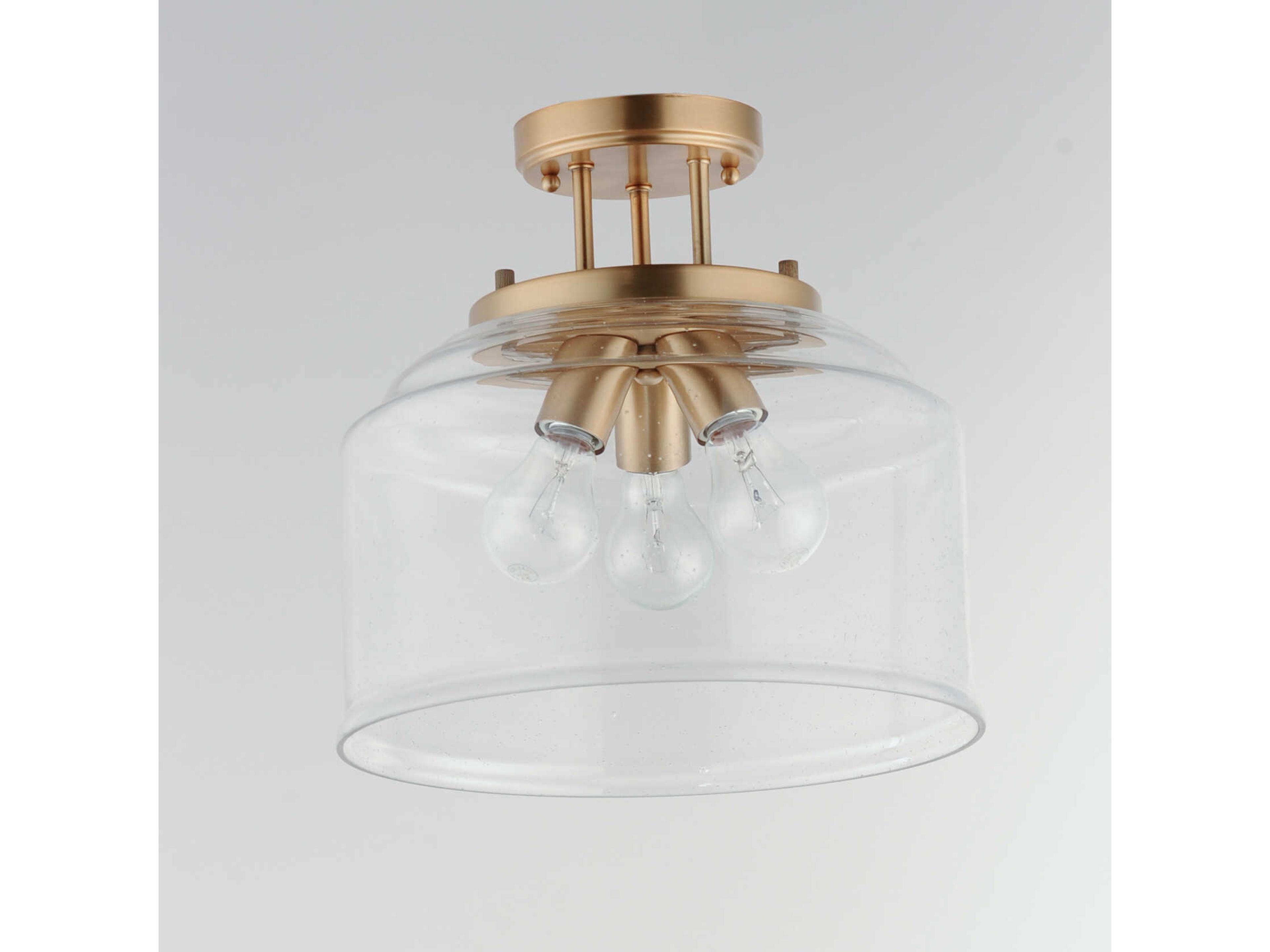 Maxim Lighting Acadia 3-Light Heritage Brass Glass Dome Semi Flush Mount