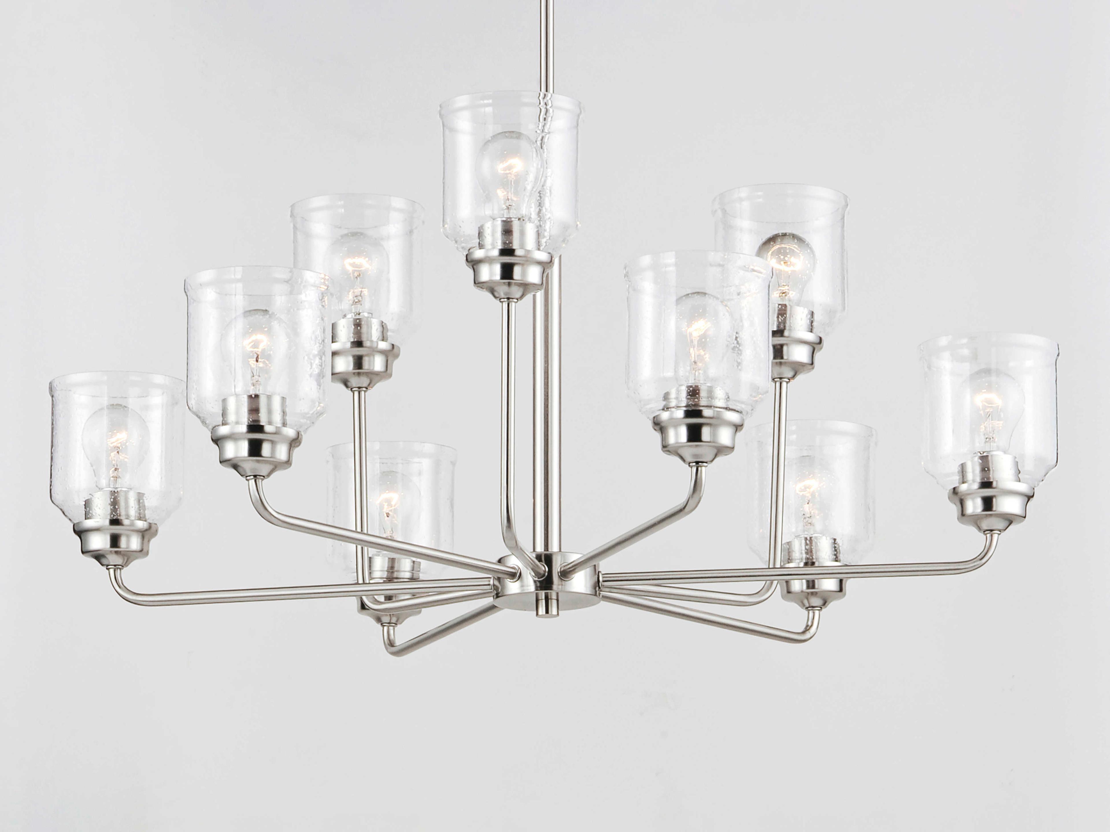 Maxim Lighting Acadia 9-Light Satin Nickel Glass Bell Chandelier