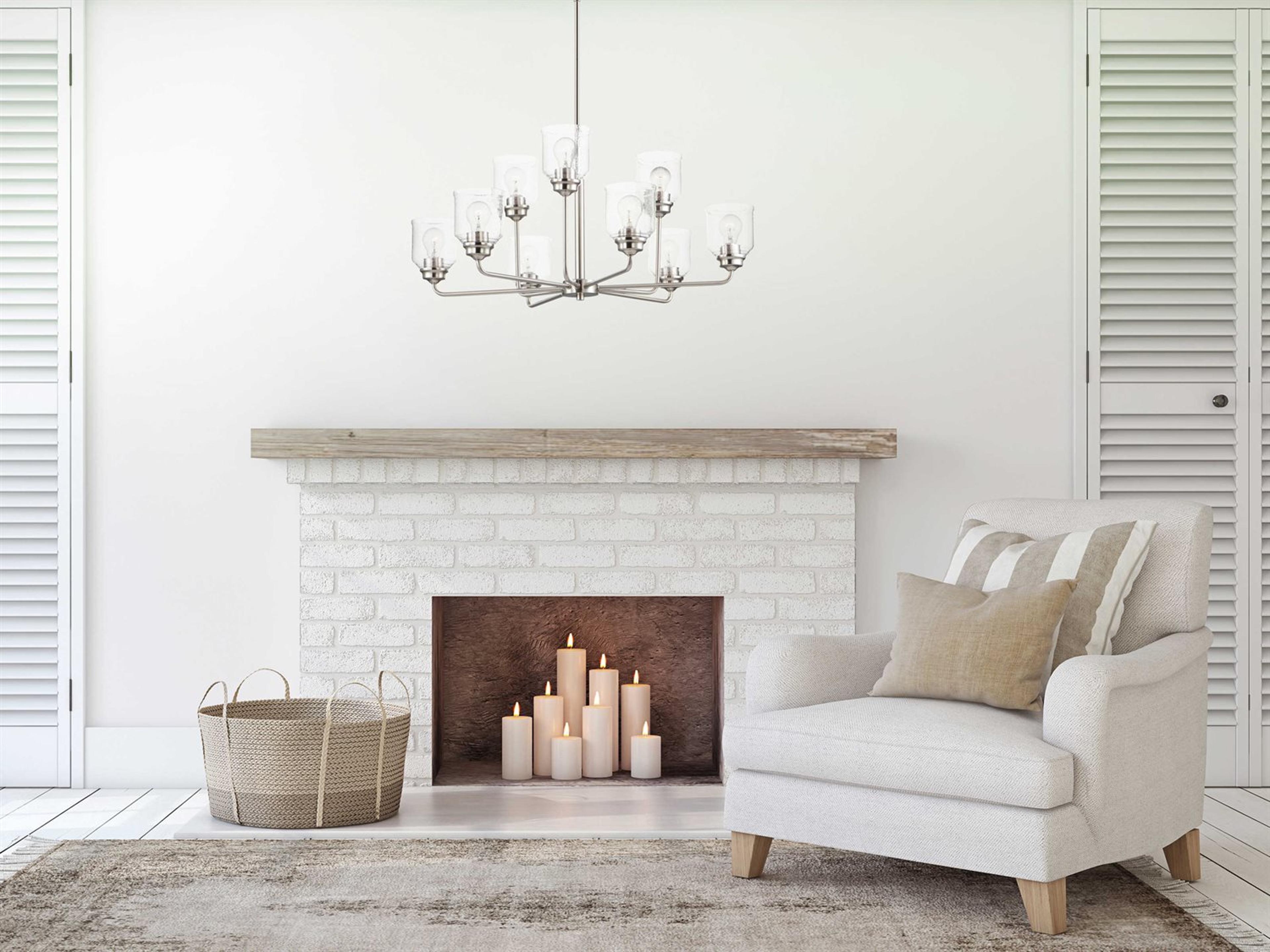 Maxim Lighting Acadia 9-Light Satin Nickel Glass Bell Chandelier