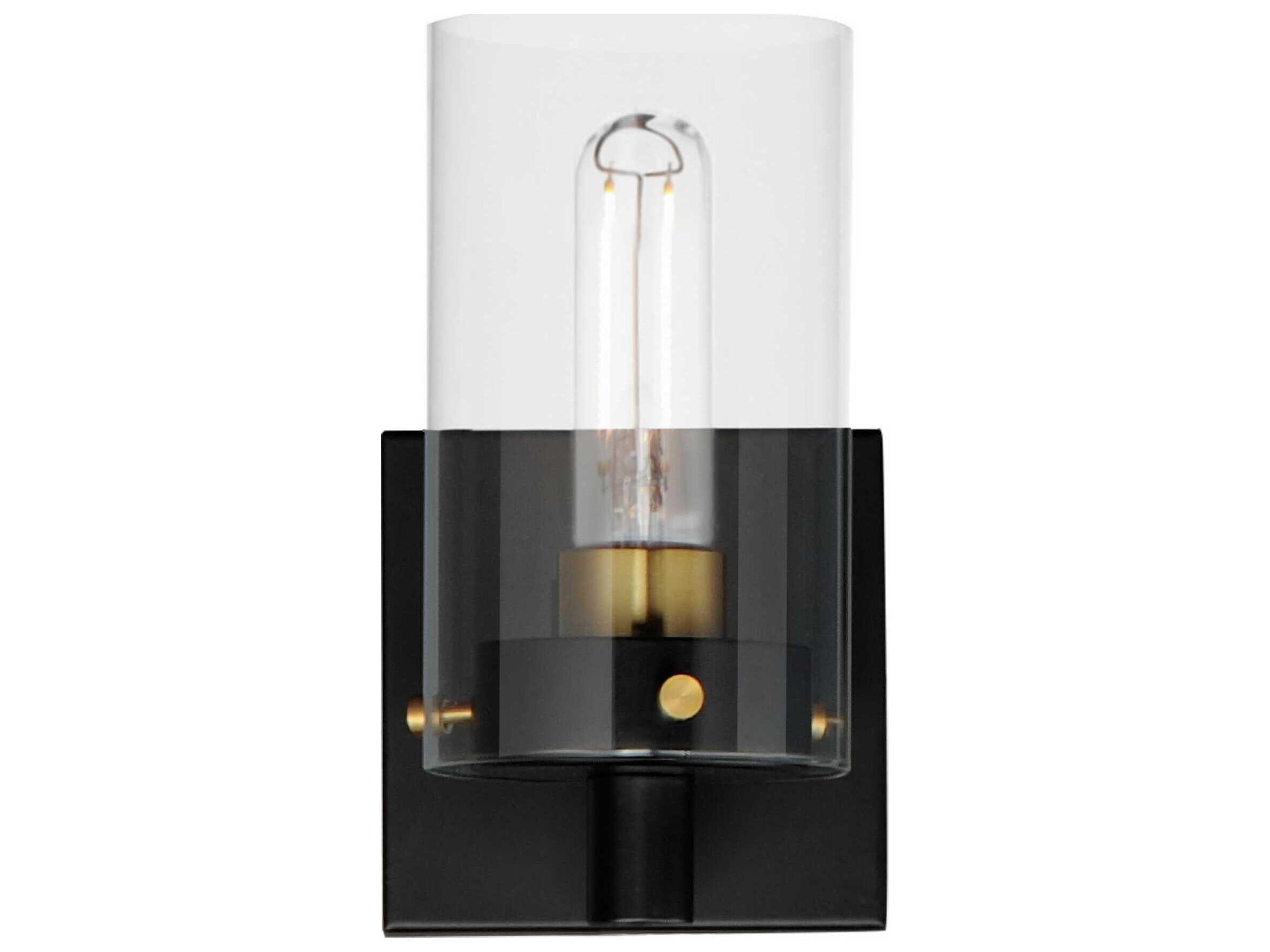 Pinn 1-Light Black Satin Brass Glass Wall Sconce