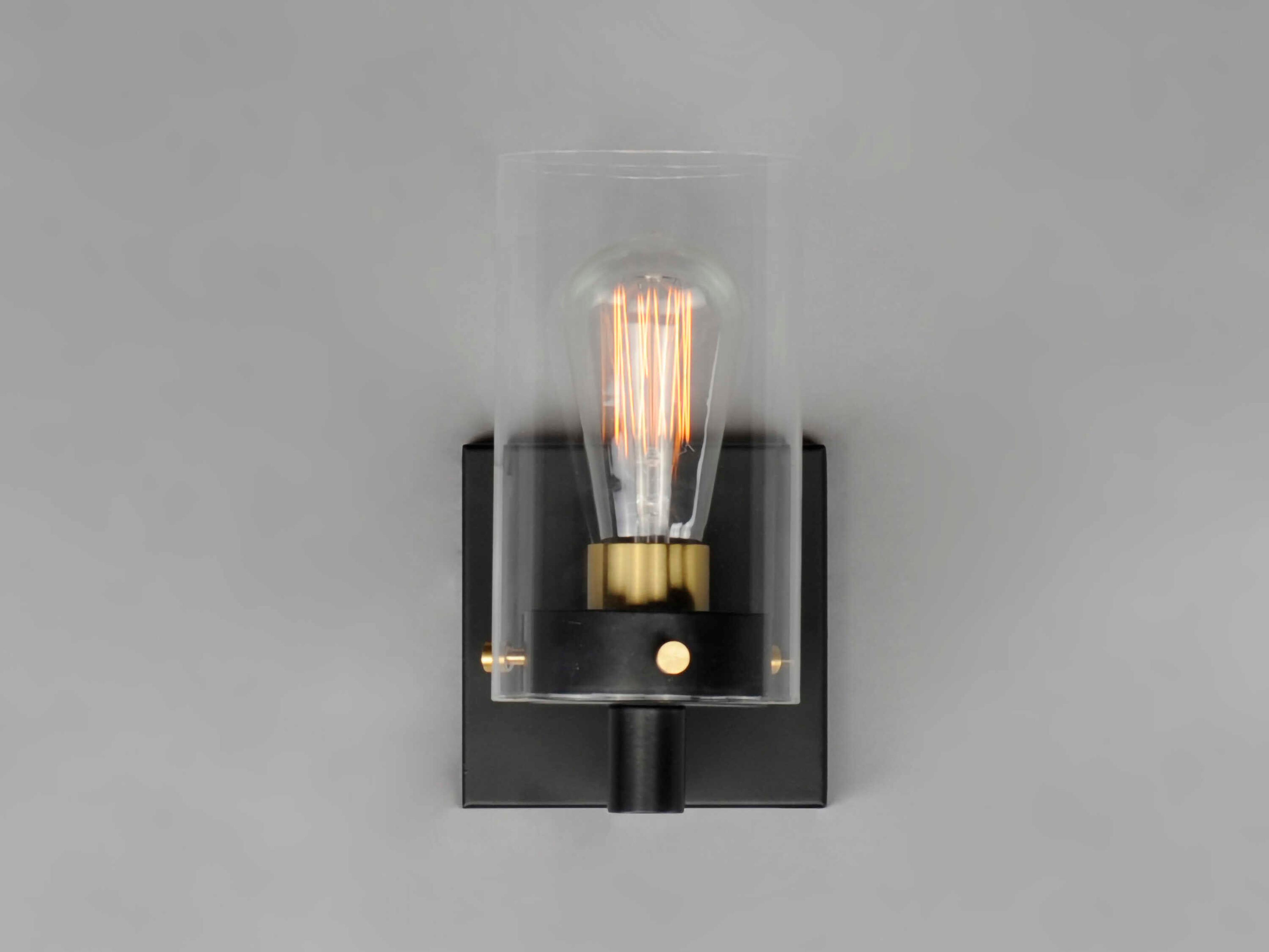 Maxim Lighting Pinn 1-Light Black Satin Brass Glass Wall Sconce