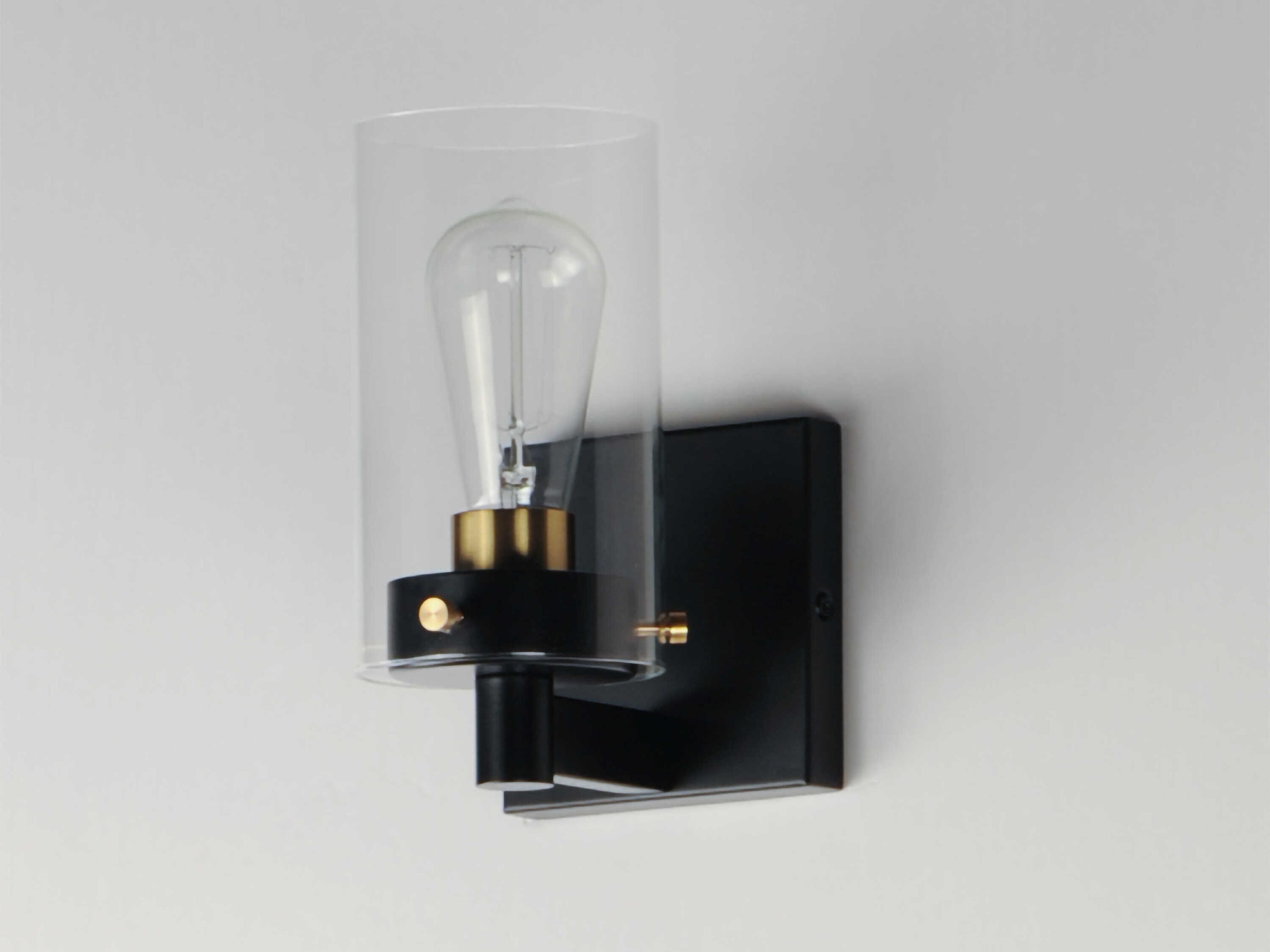 Maxim Lighting Pinn 1-Light Black Satin Brass Glass Wall Sconce
