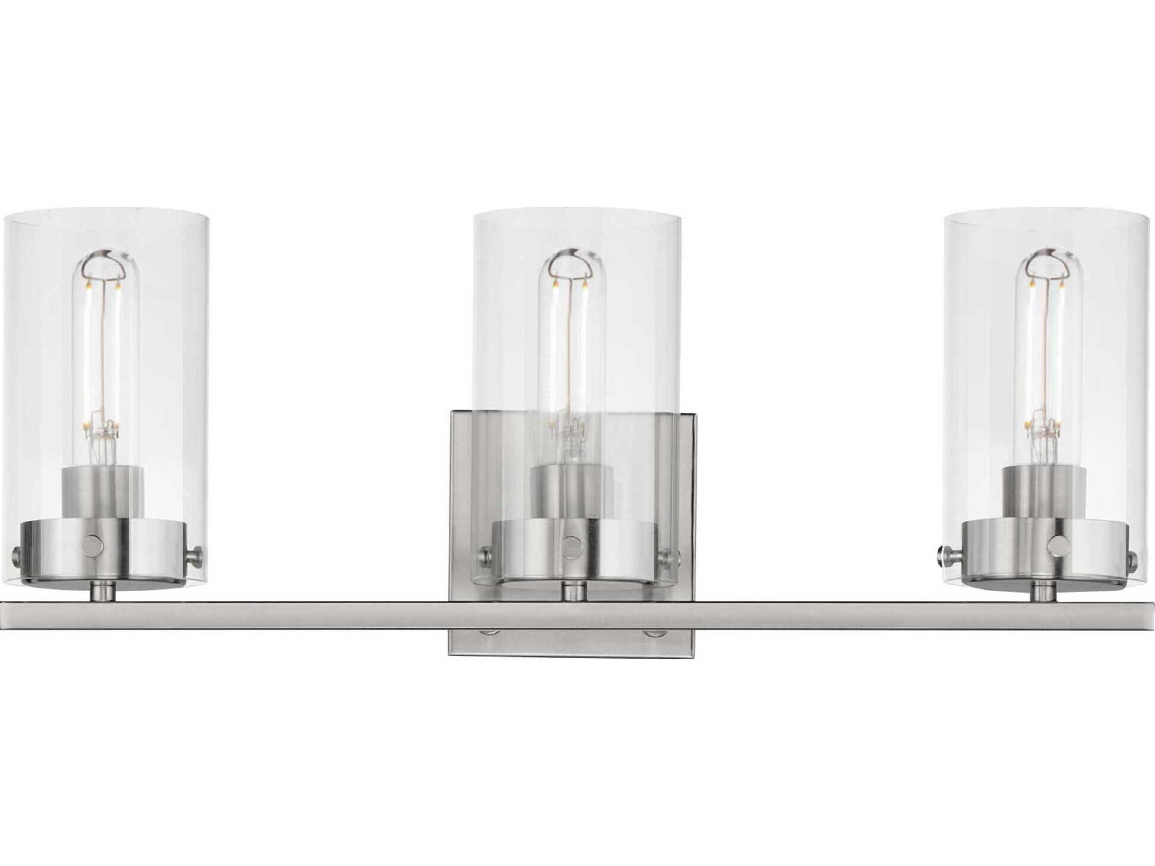 Pinn 3-Light Satin Nickel Glass Vanity Light