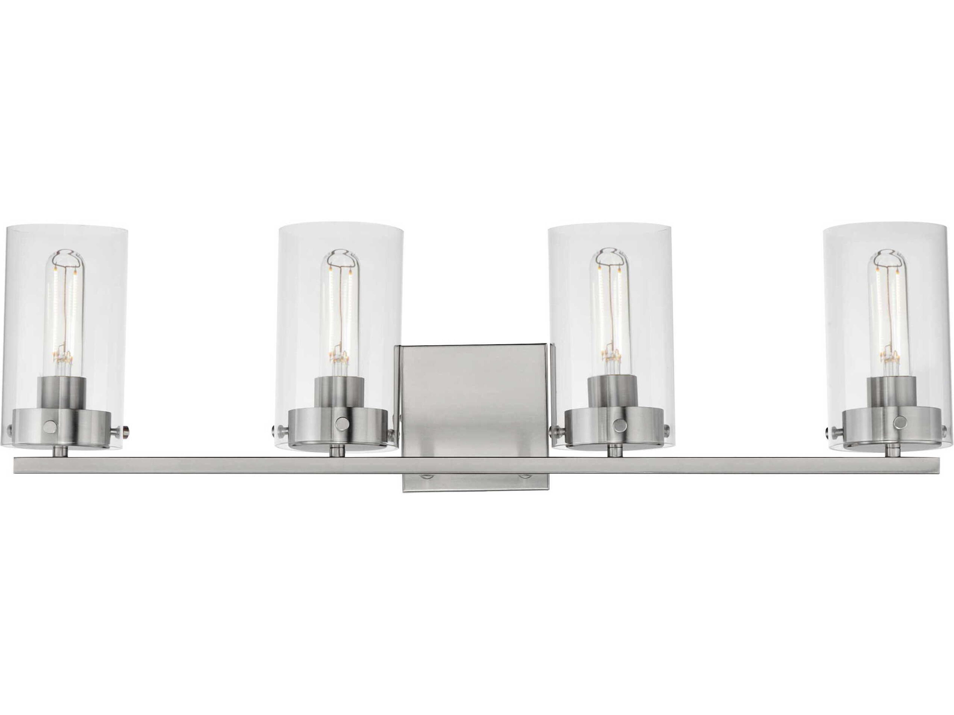 Pinn 4-Light Satin Nickel Glass Vanity Light