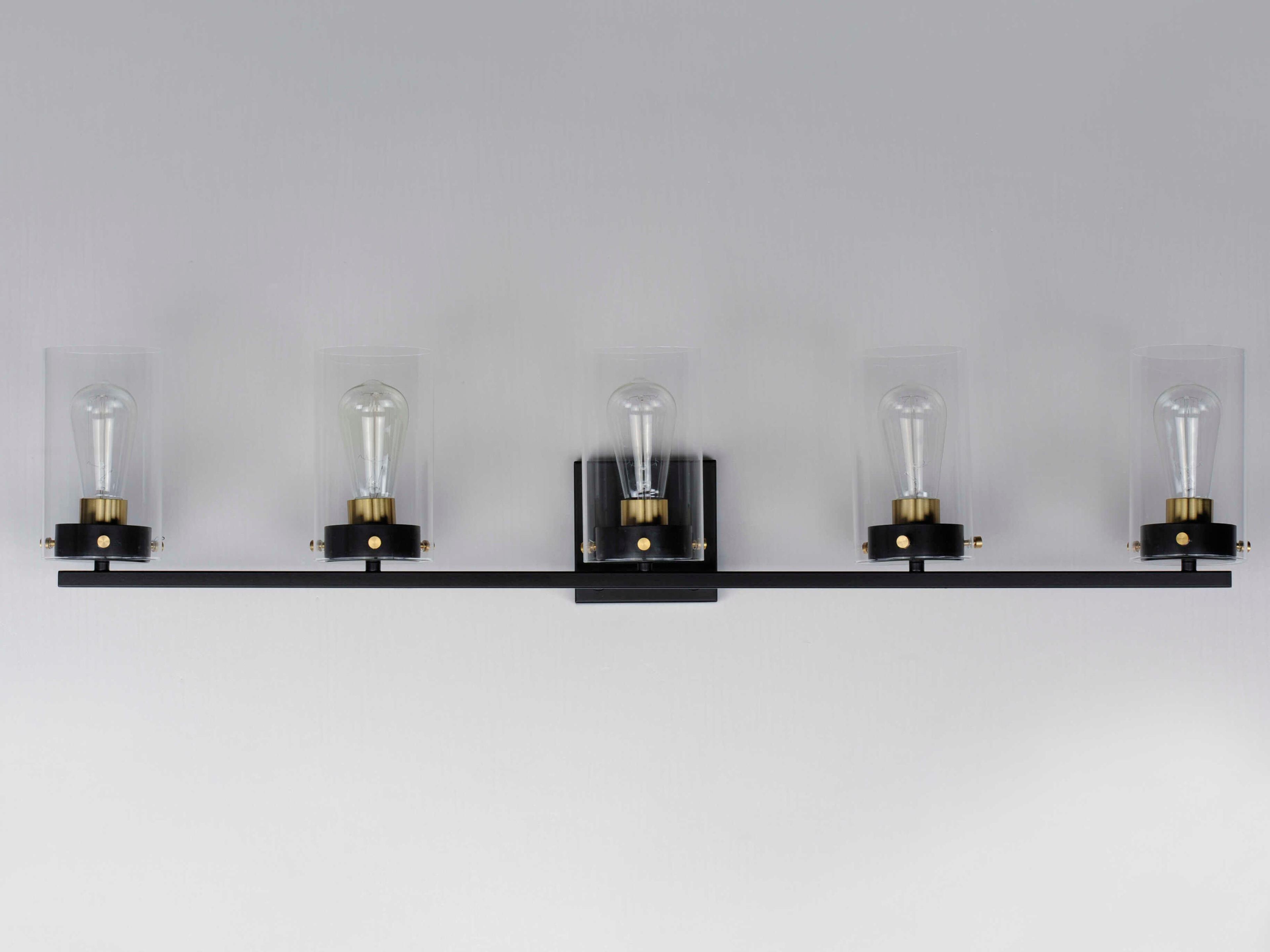 Maxim Lighting Pinn 5-Light Black Satin Brass Glass Vanity Light