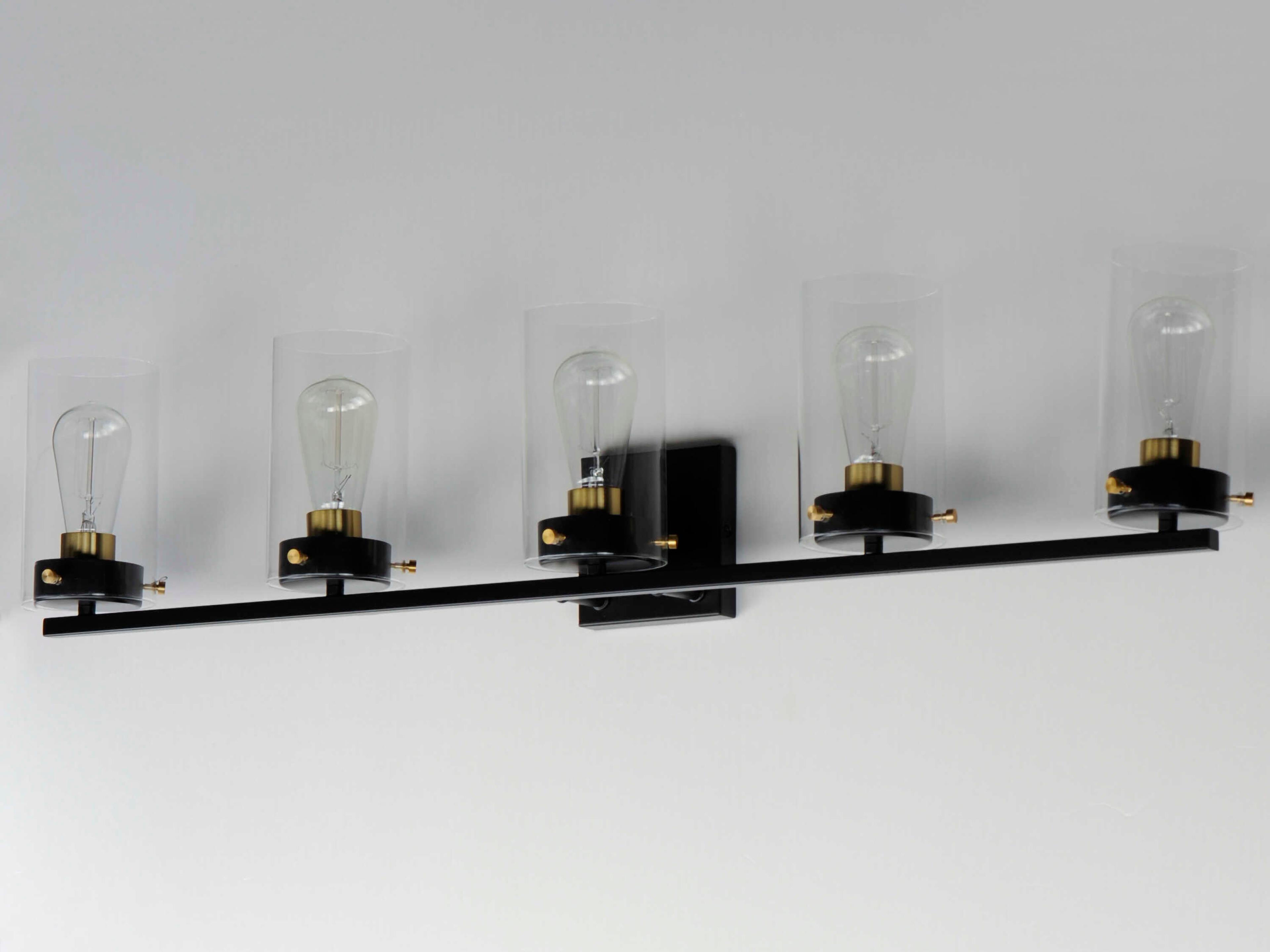 Maxim Lighting Pinn 5-Light Black Satin Brass Glass Vanity Light