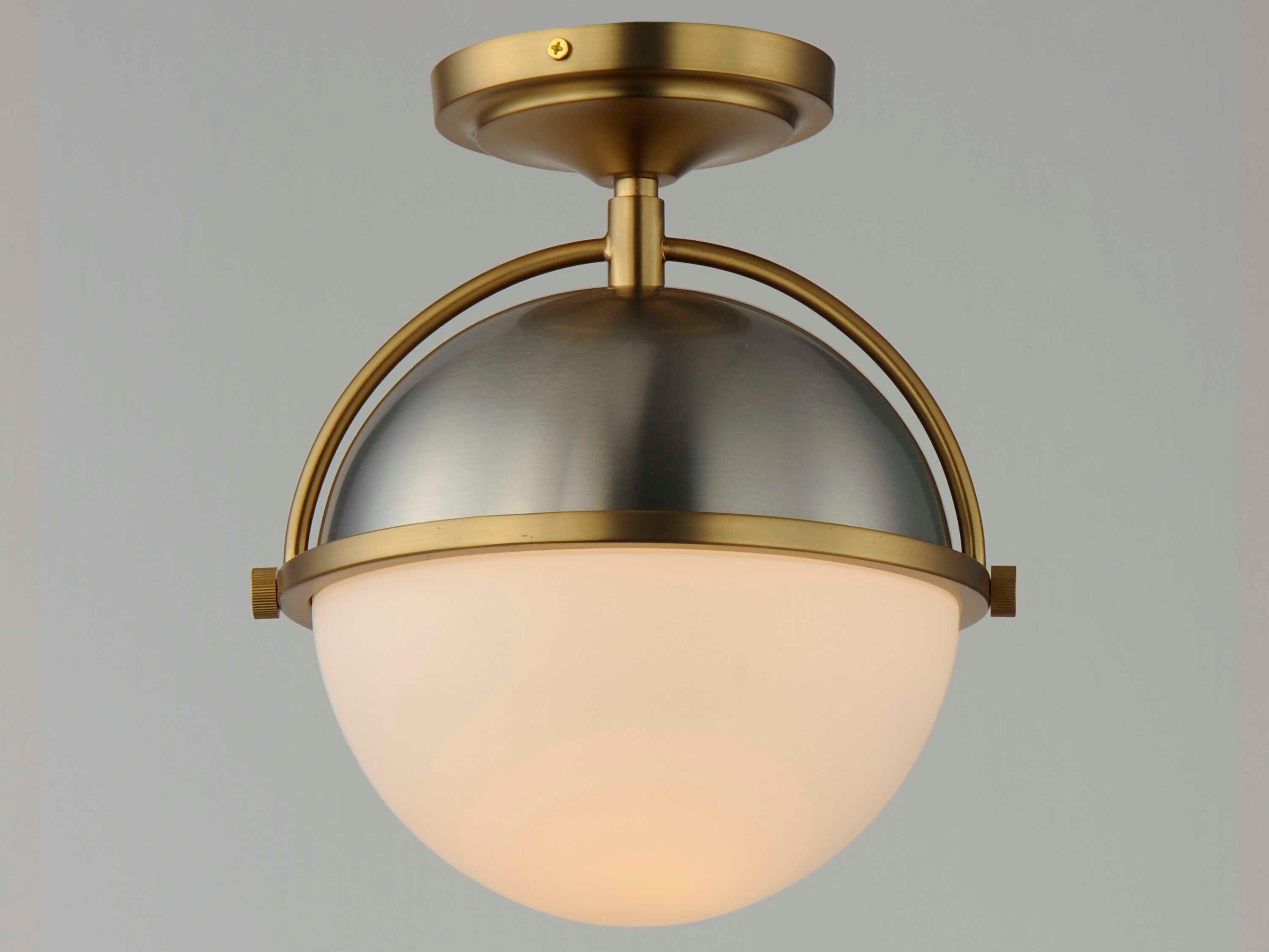 Maxim Lighting Duke 1-Light Satin Nickel Brass Glass Globe Semi Flush Mount