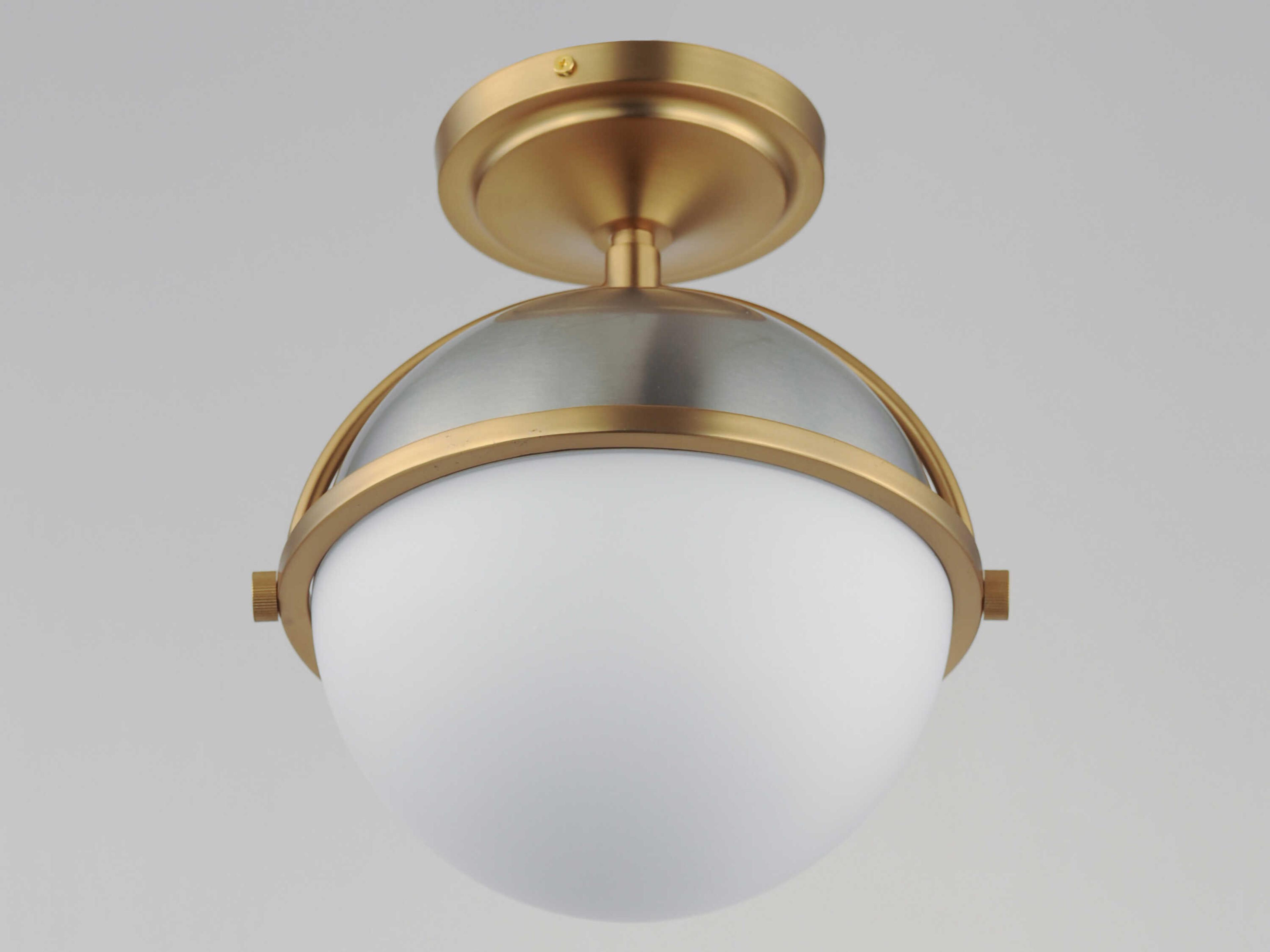 Maxim Lighting Duke 1-Light Satin Nickel Brass Glass Globe Semi Flush Mount