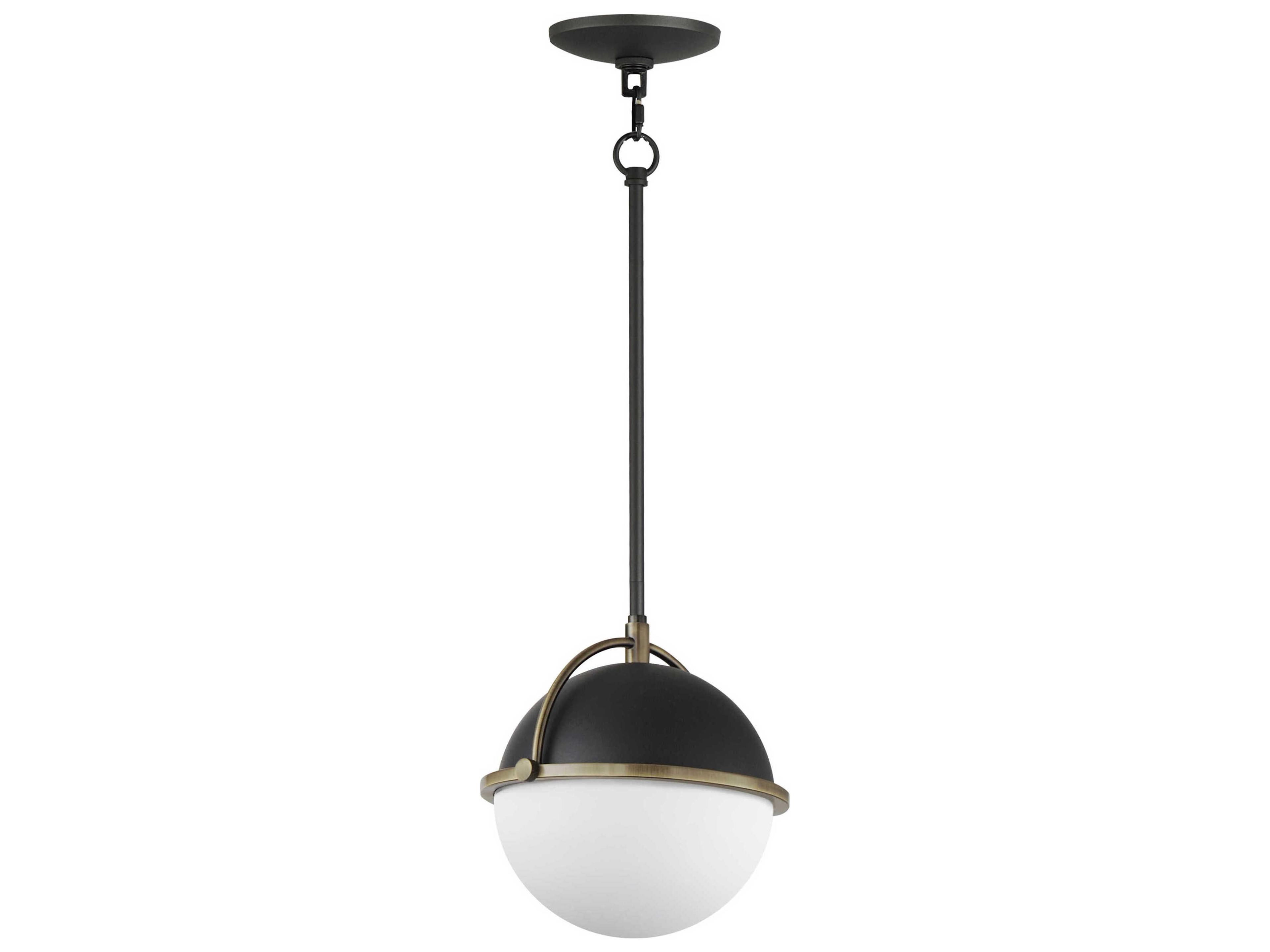 Duke 1-Light Black Weathered Brass Glass Globe Mini Pendant