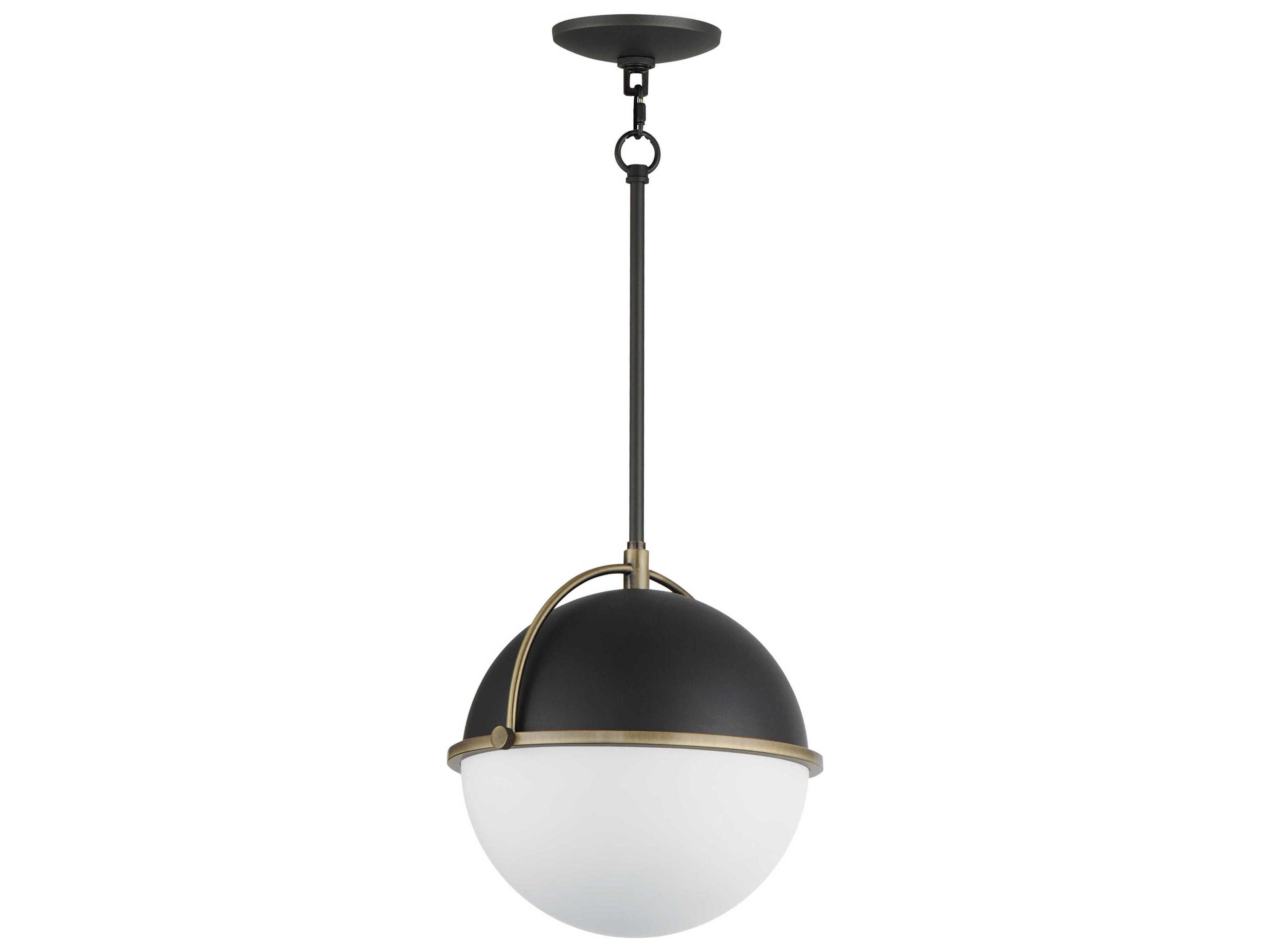 Duke 1-Light Black Weathered Brass Glass Globe Mini Pendant