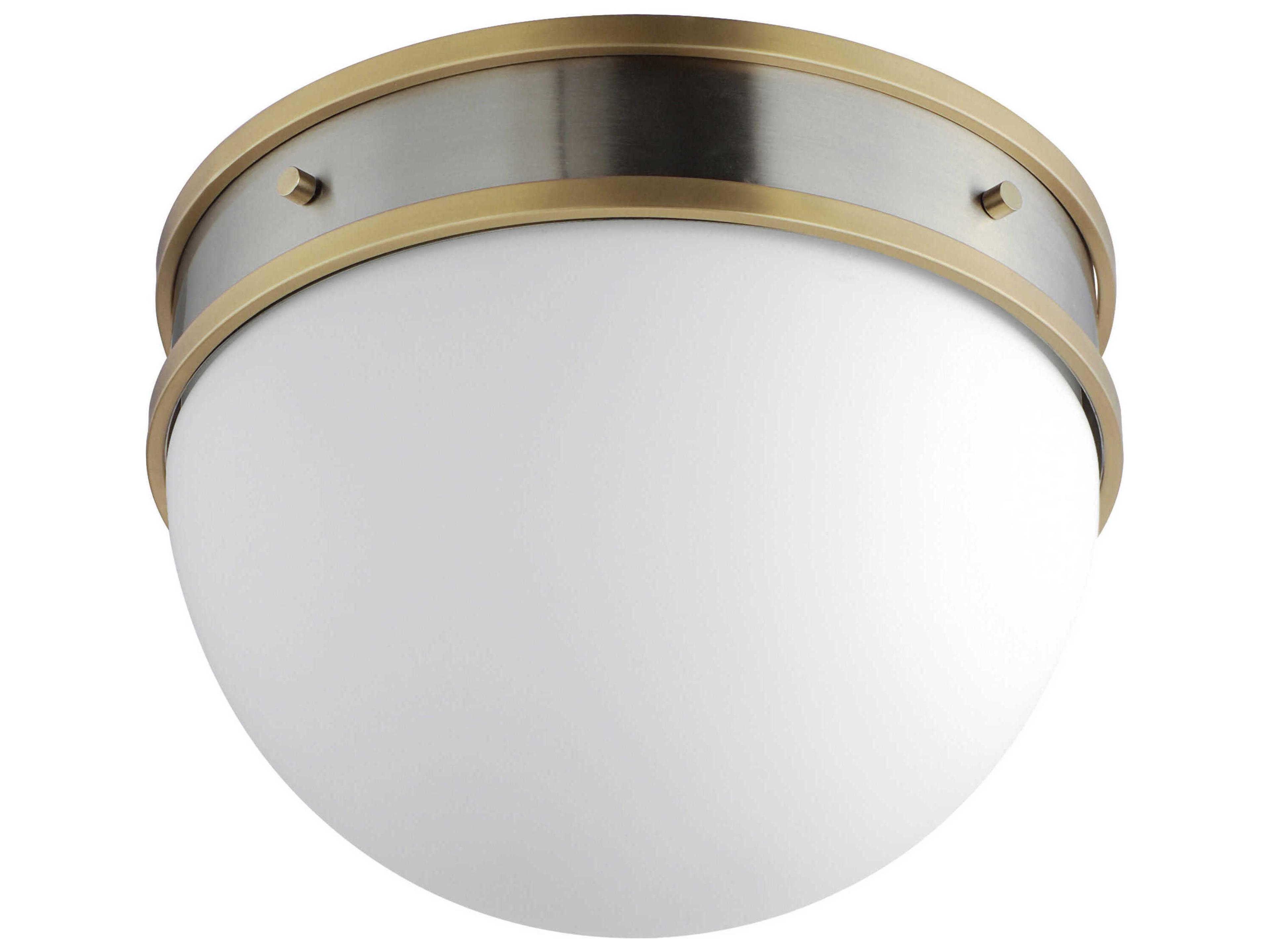 Duke 1-Light Satin Nickel Brass Glass Round Flush Mount