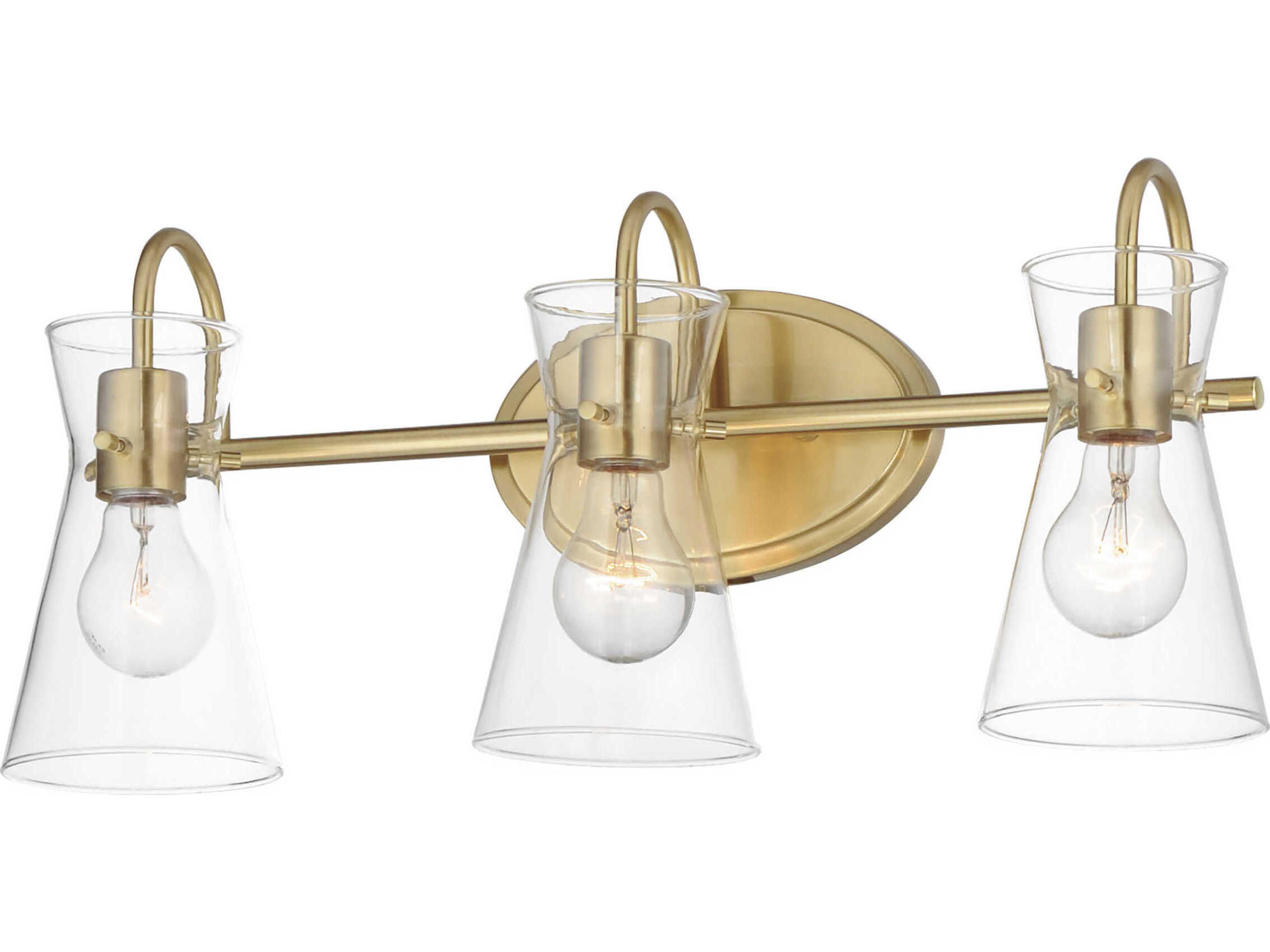 Ava 3-Light Natural Aged Brass Gold Vanity Light