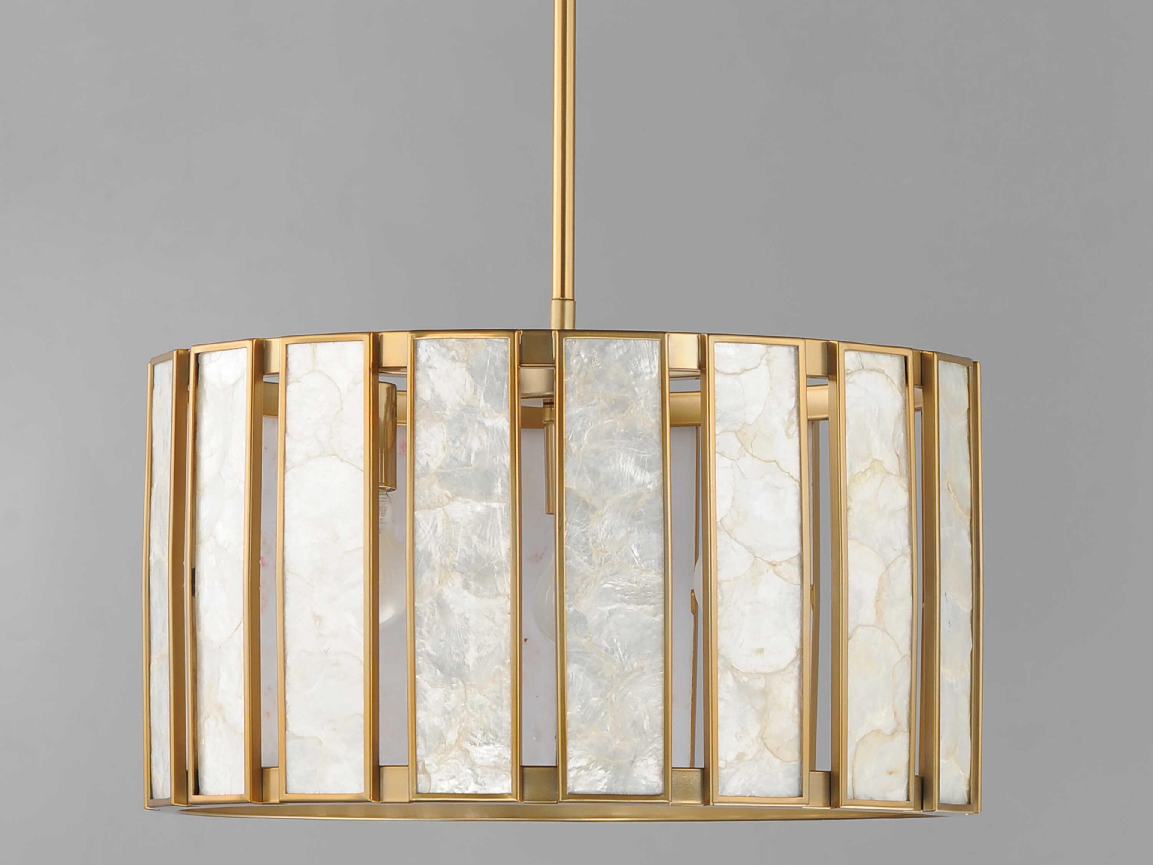 Maxim Lighting Miramar 3-Light Capiz Natural Aged Brass Drum Pendant