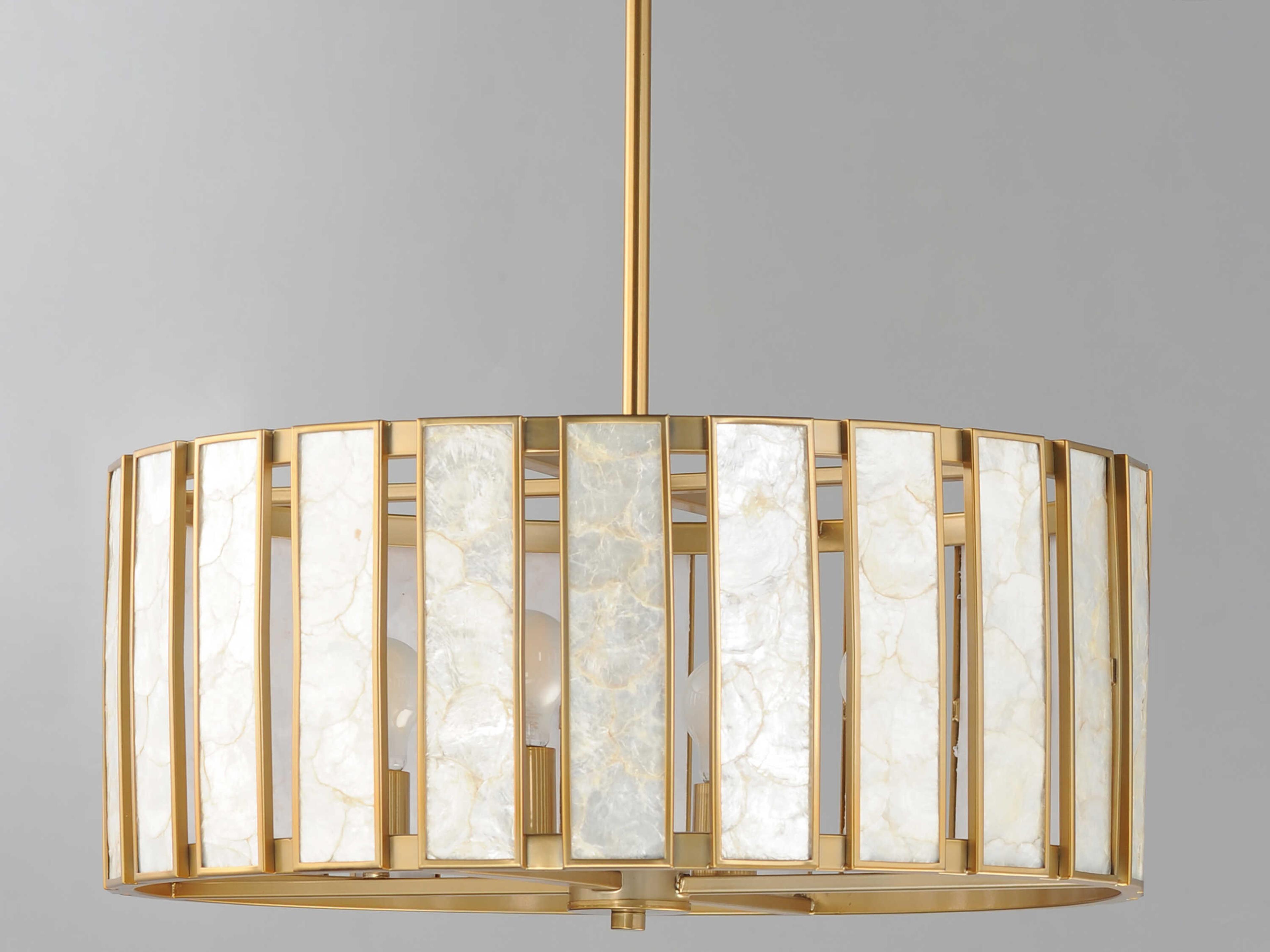 Maxim Lighting Miramar 4-Light Capiz Natural Aged Brass Drum Pendant