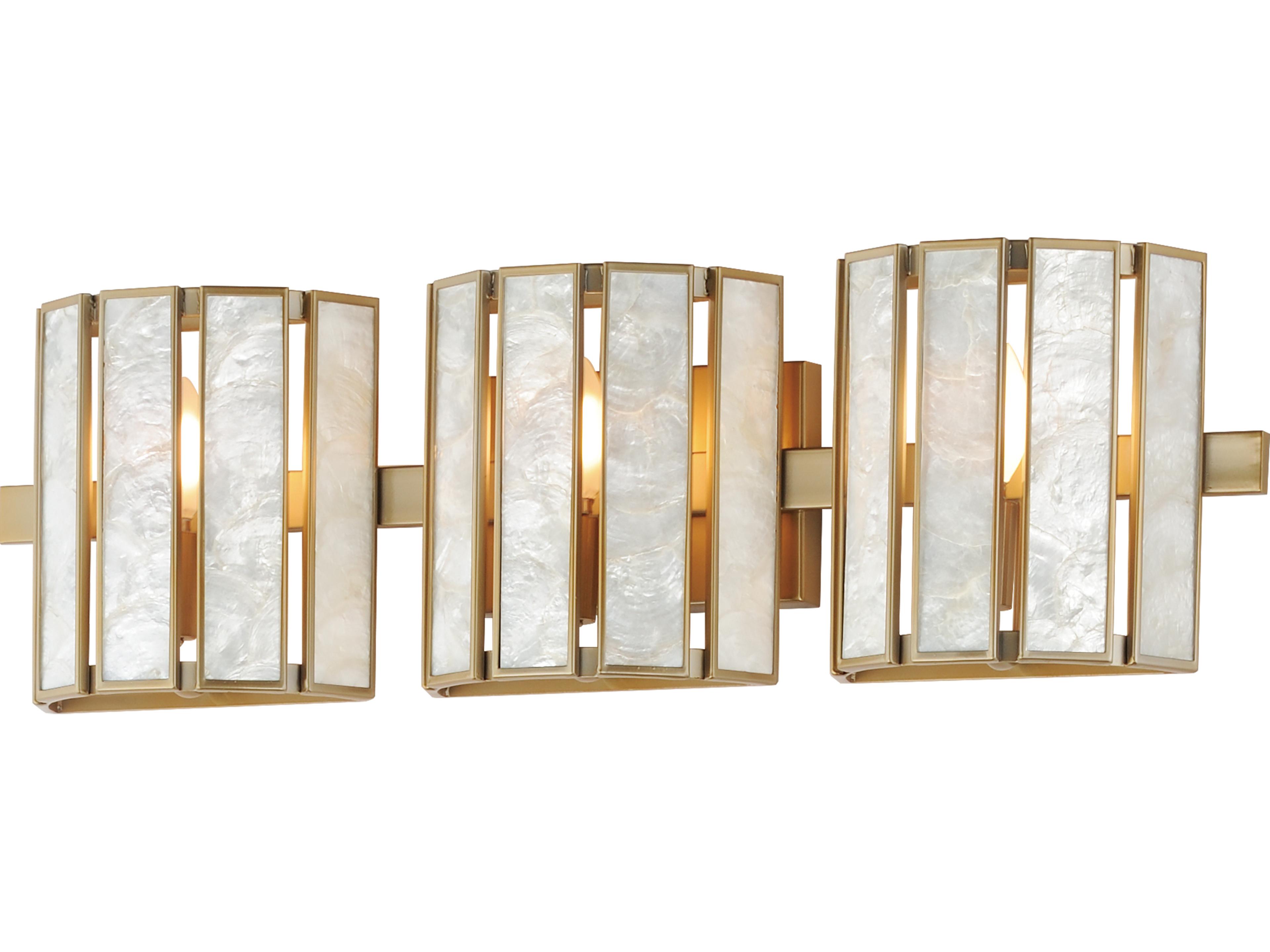 Miramar 3- Light Capiz Natural Aged Brass Gold Vanity