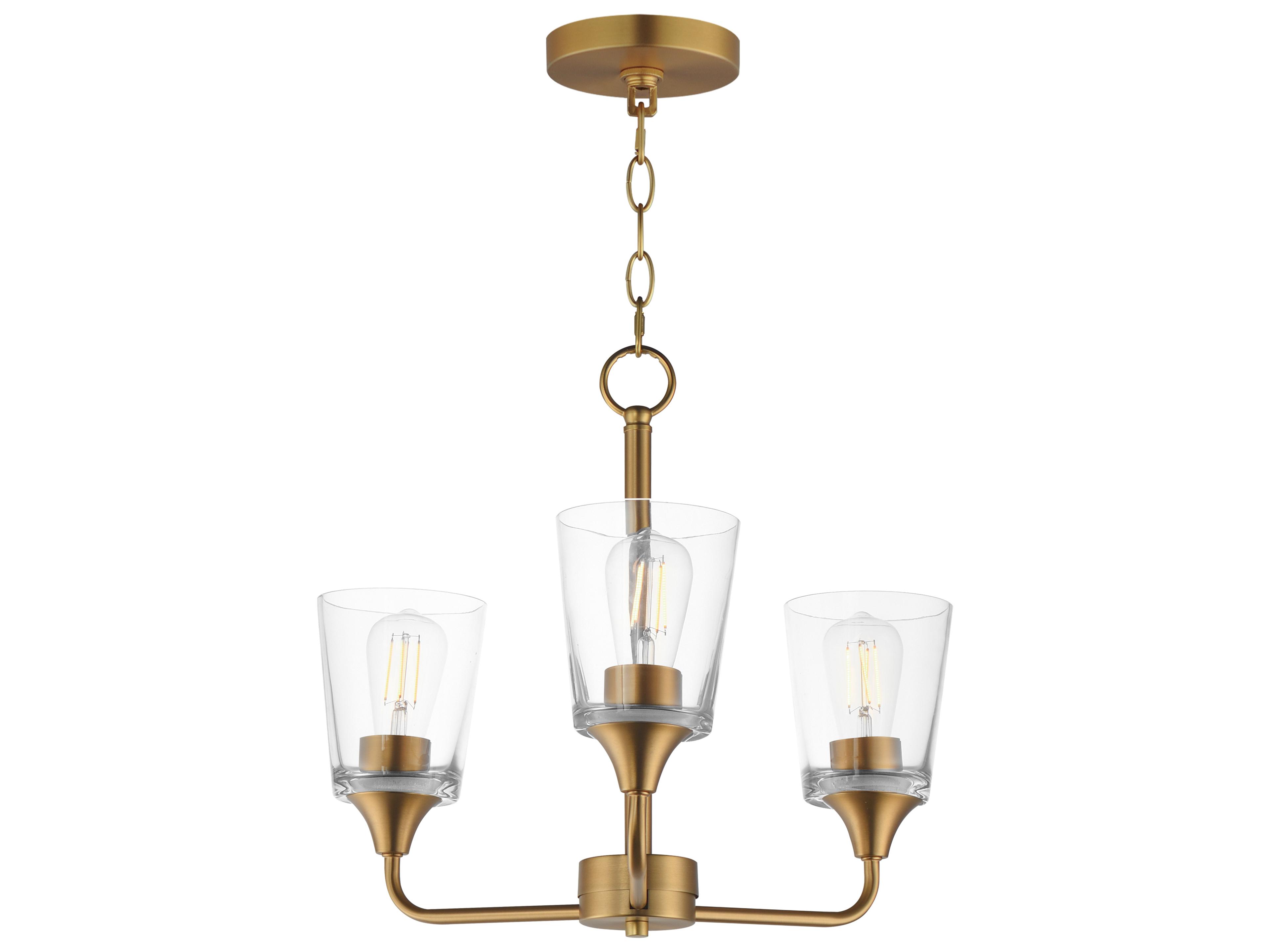 Hudson 3- Light Natural Aged Brass Chandelier