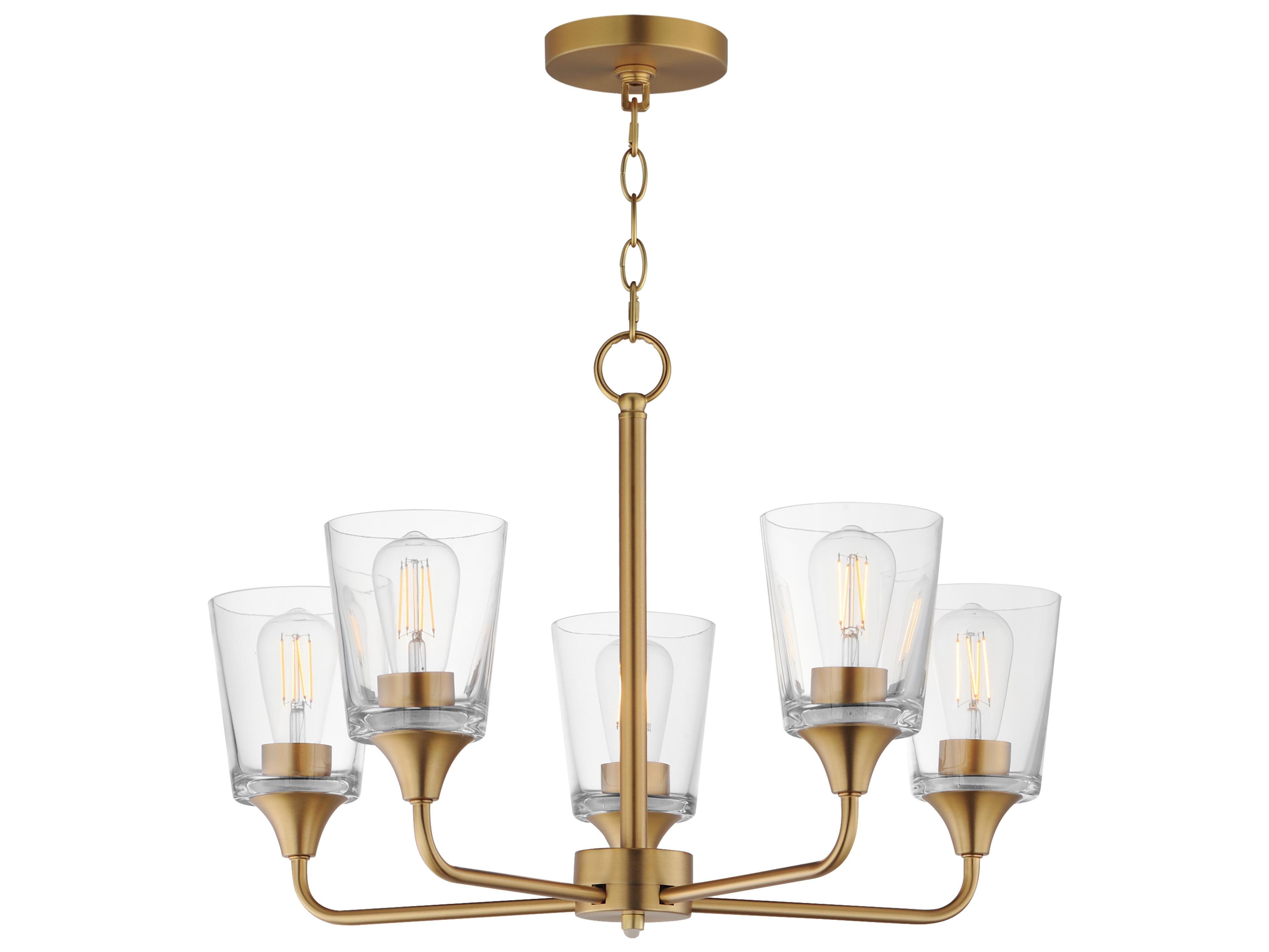 Hudson 5- Light Natural Aged Brass Chandelier