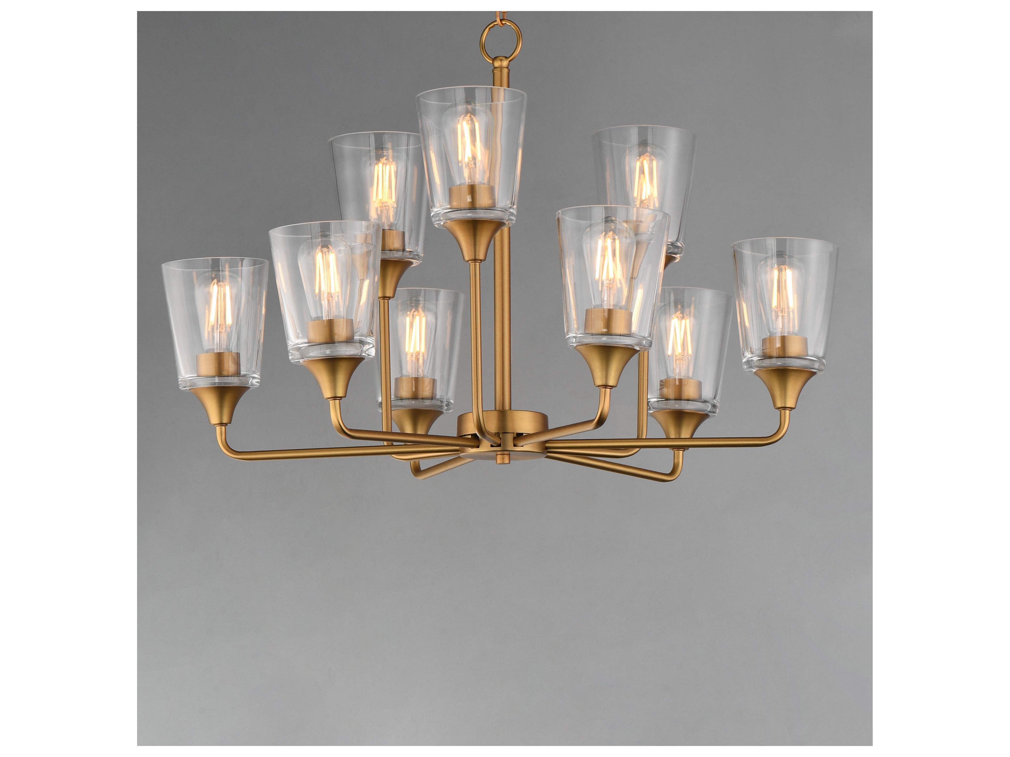 Maxim Lighting Hudson 9- Light Natural Aged Brass Tiered Chandelier