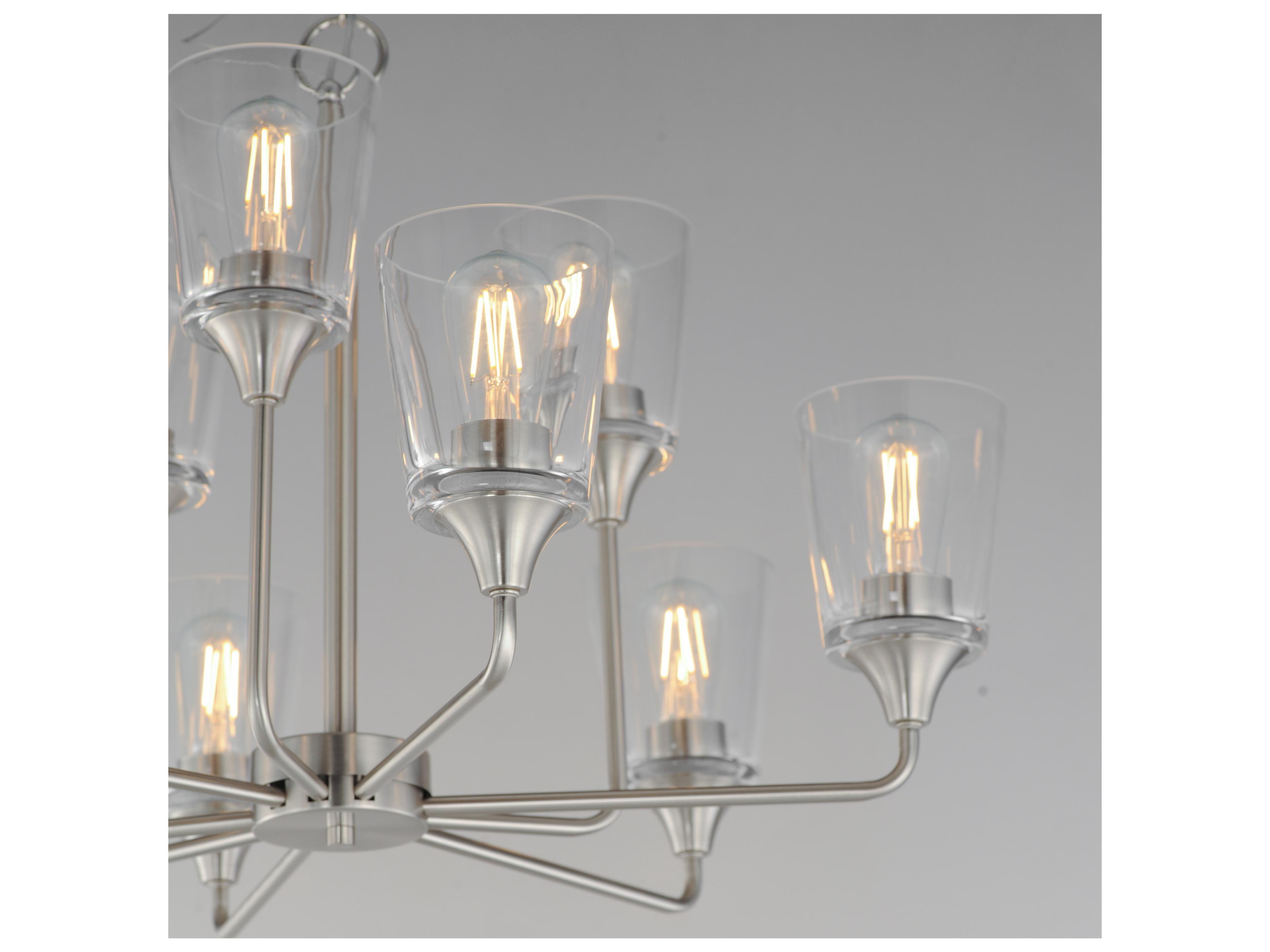 Maxim Lighting Hudson 9- Light Satin Nickel Tiered Chandelier
