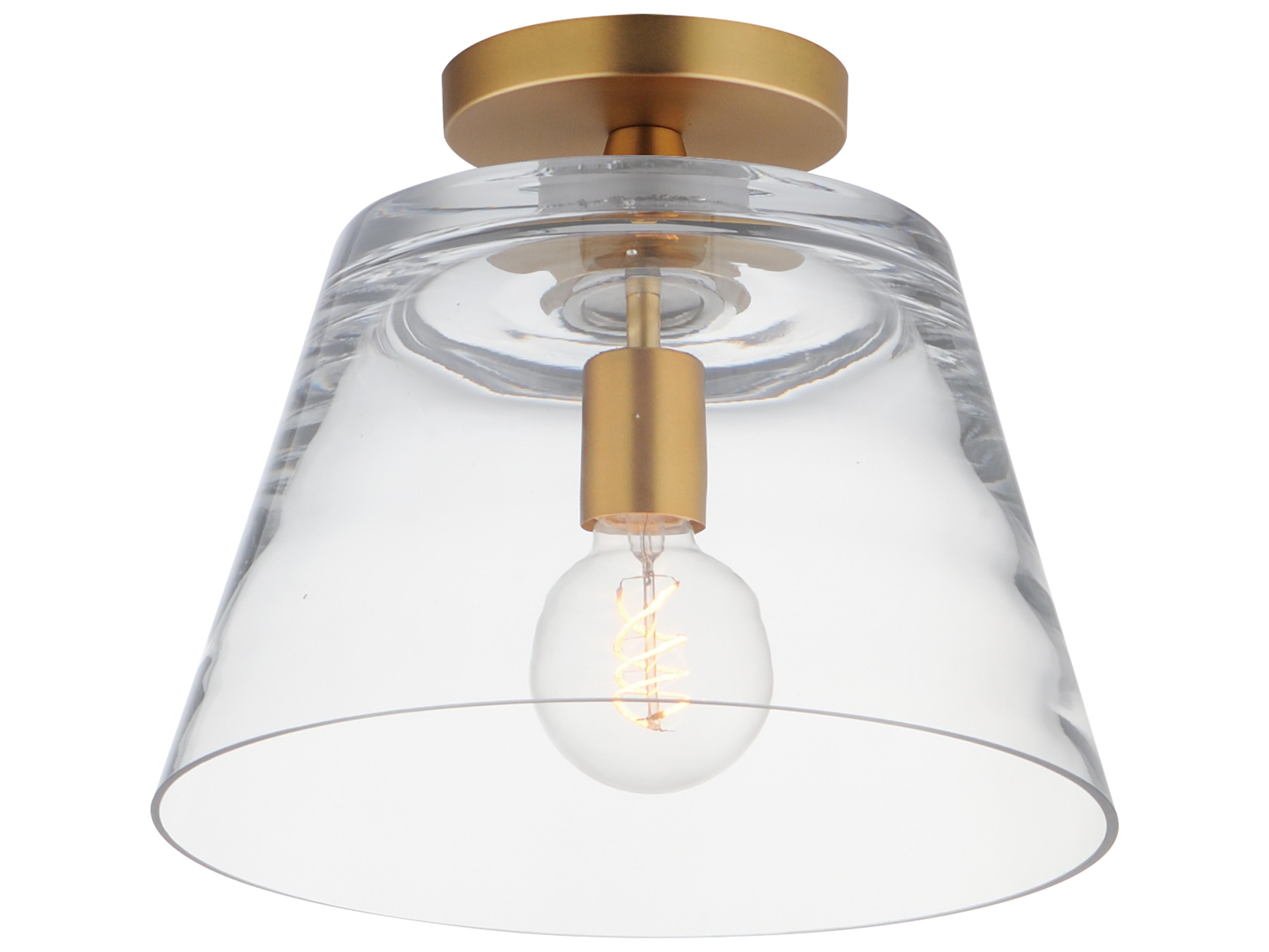 Hudson 1- Light Natural Aged Brass Bell Semi Flush Mount