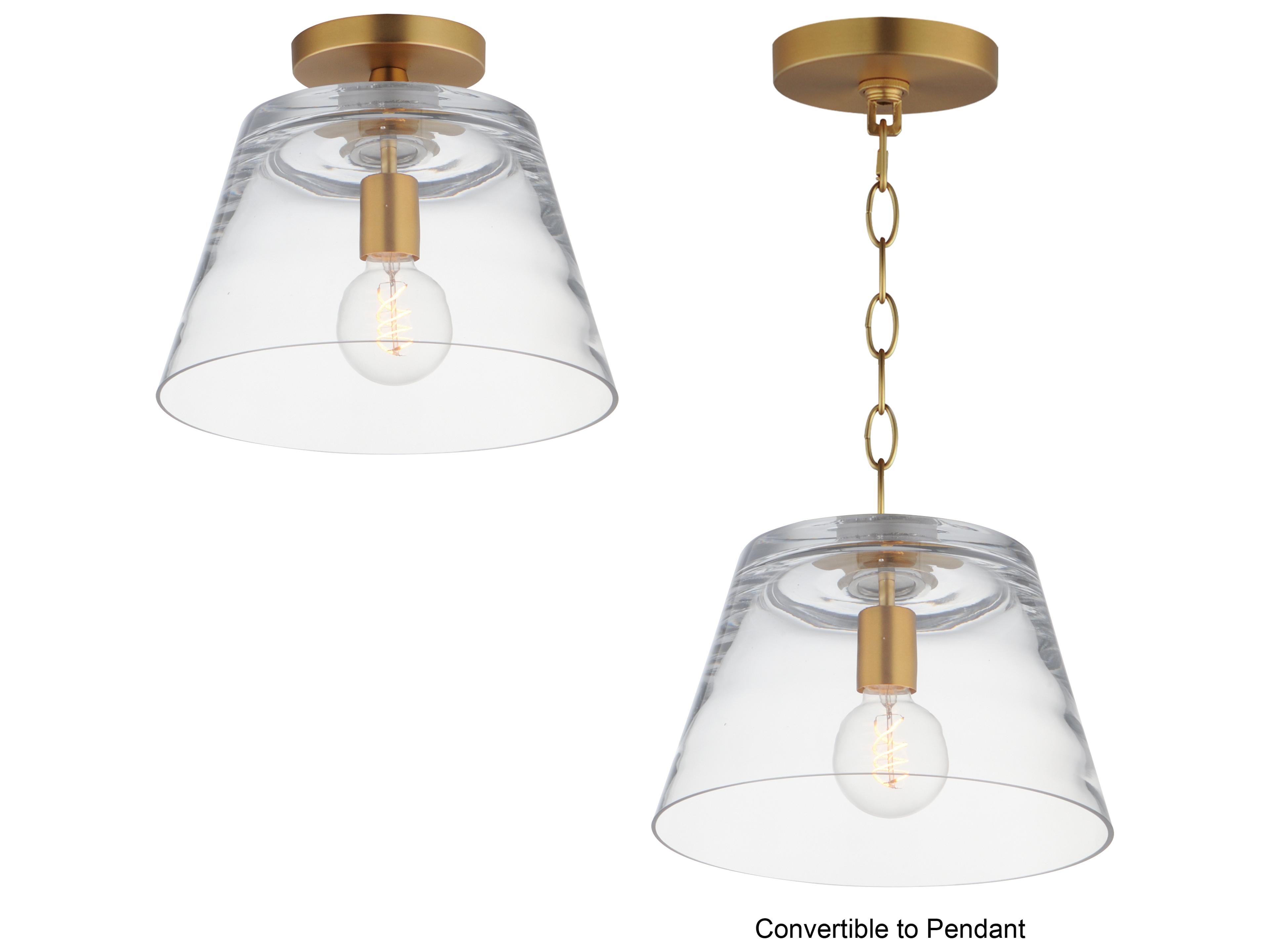 Maxim Lighting Hudson 1- Light Natural Aged Brass Bell Semi Flush Mount