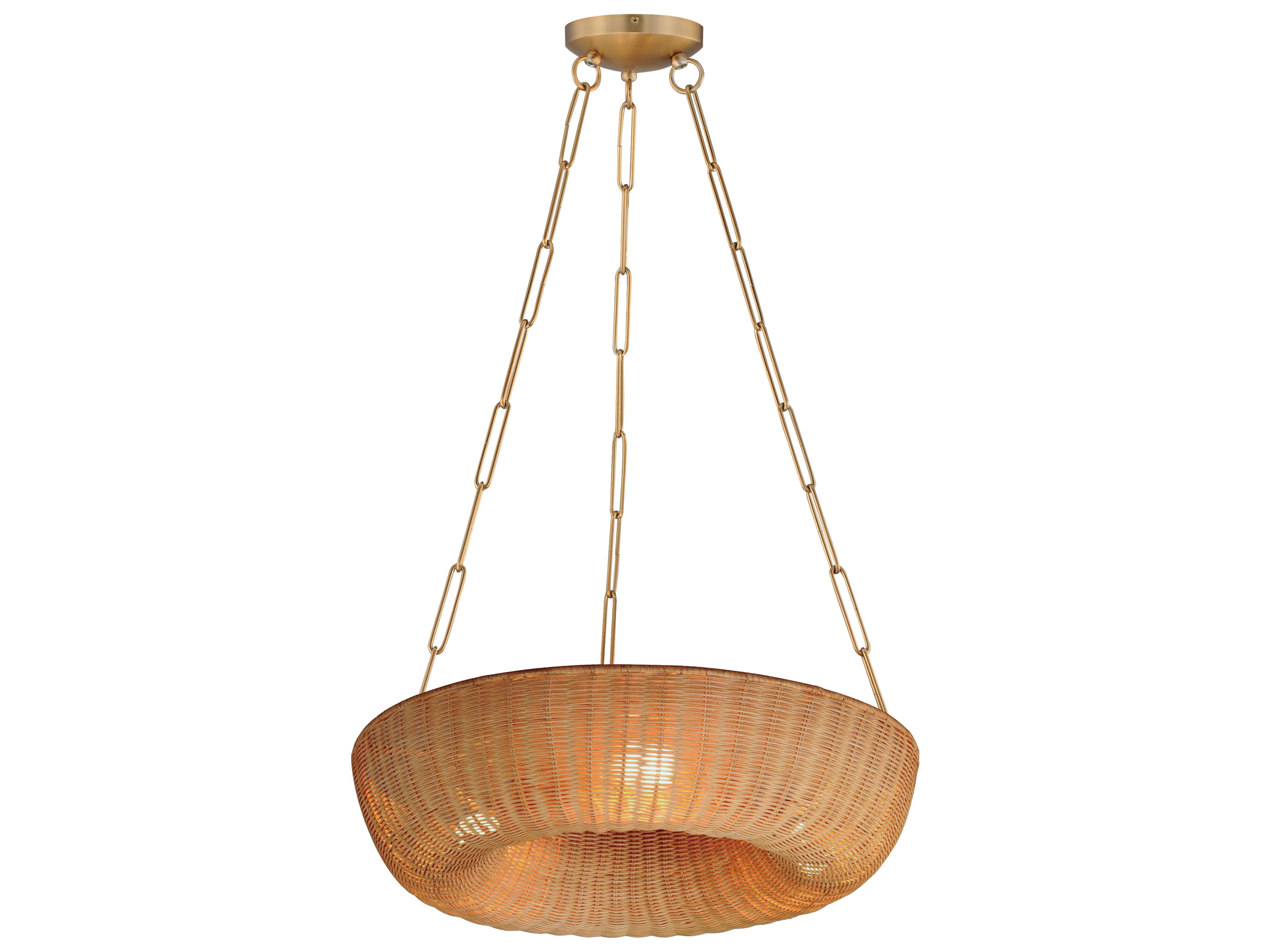 Bower 3- Light Natural Aged Brass Round Pendant
