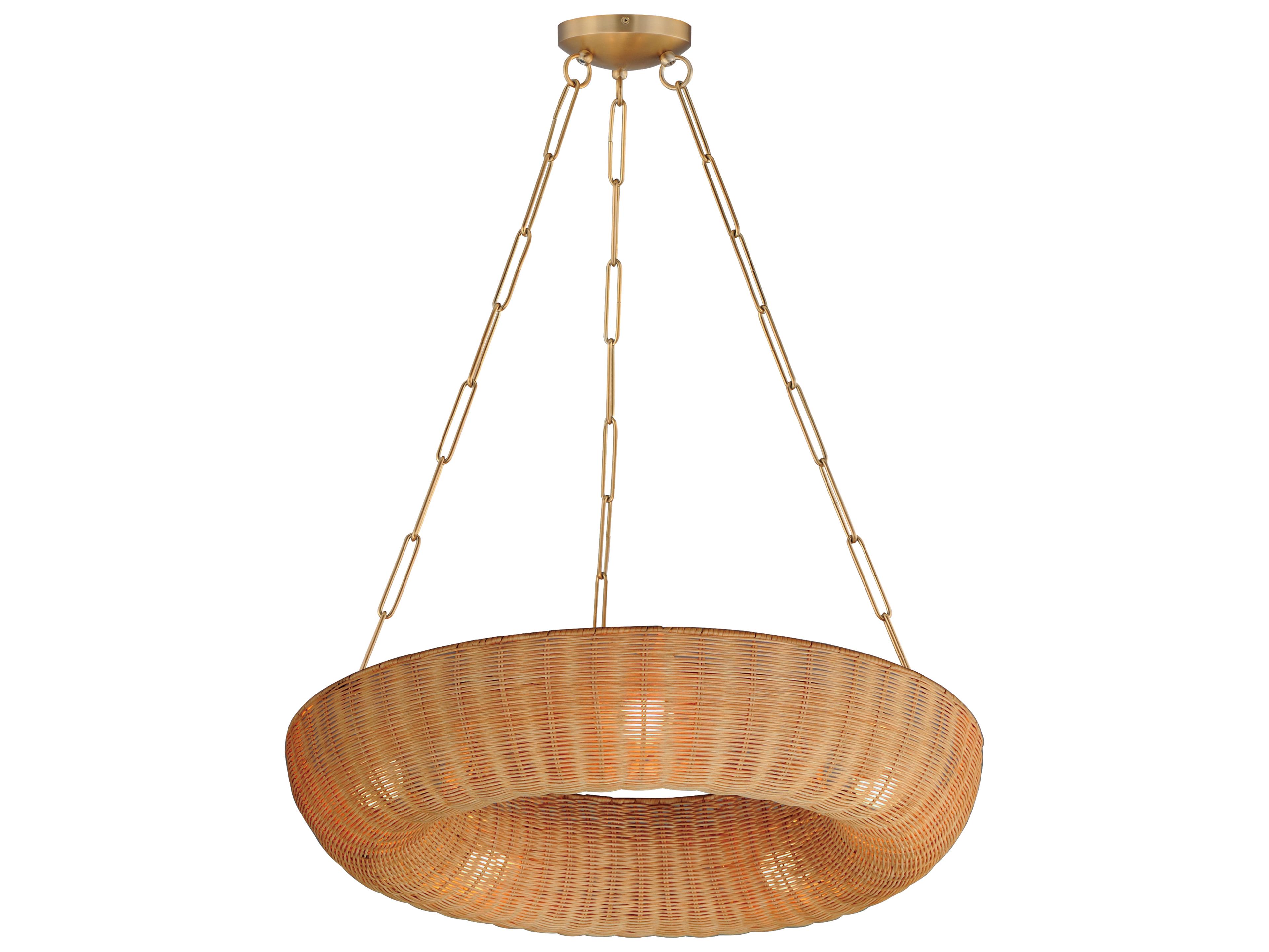 Bower 5- Light Natural Aged Brass Brown Round Pendant