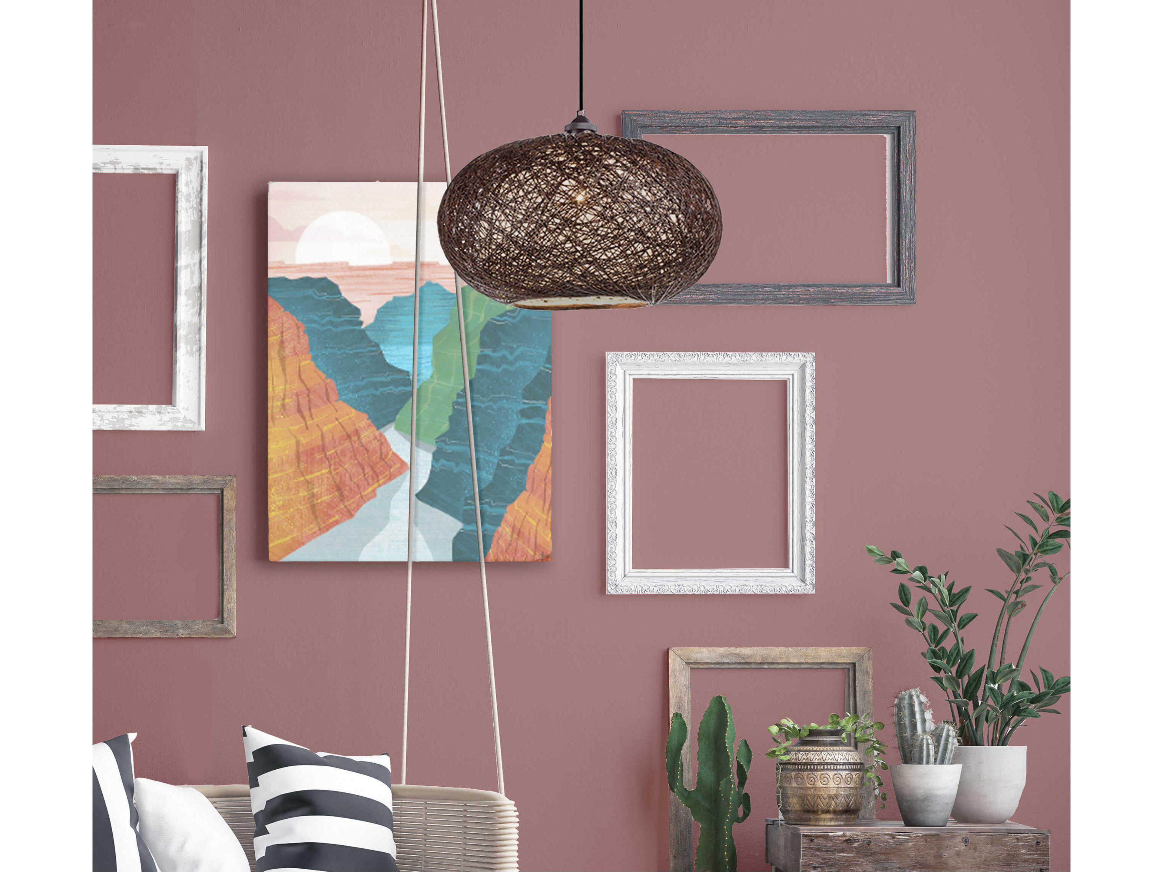 Maxim Lighting Bali 1-Light Chocolate Brown Dome Round Pendant