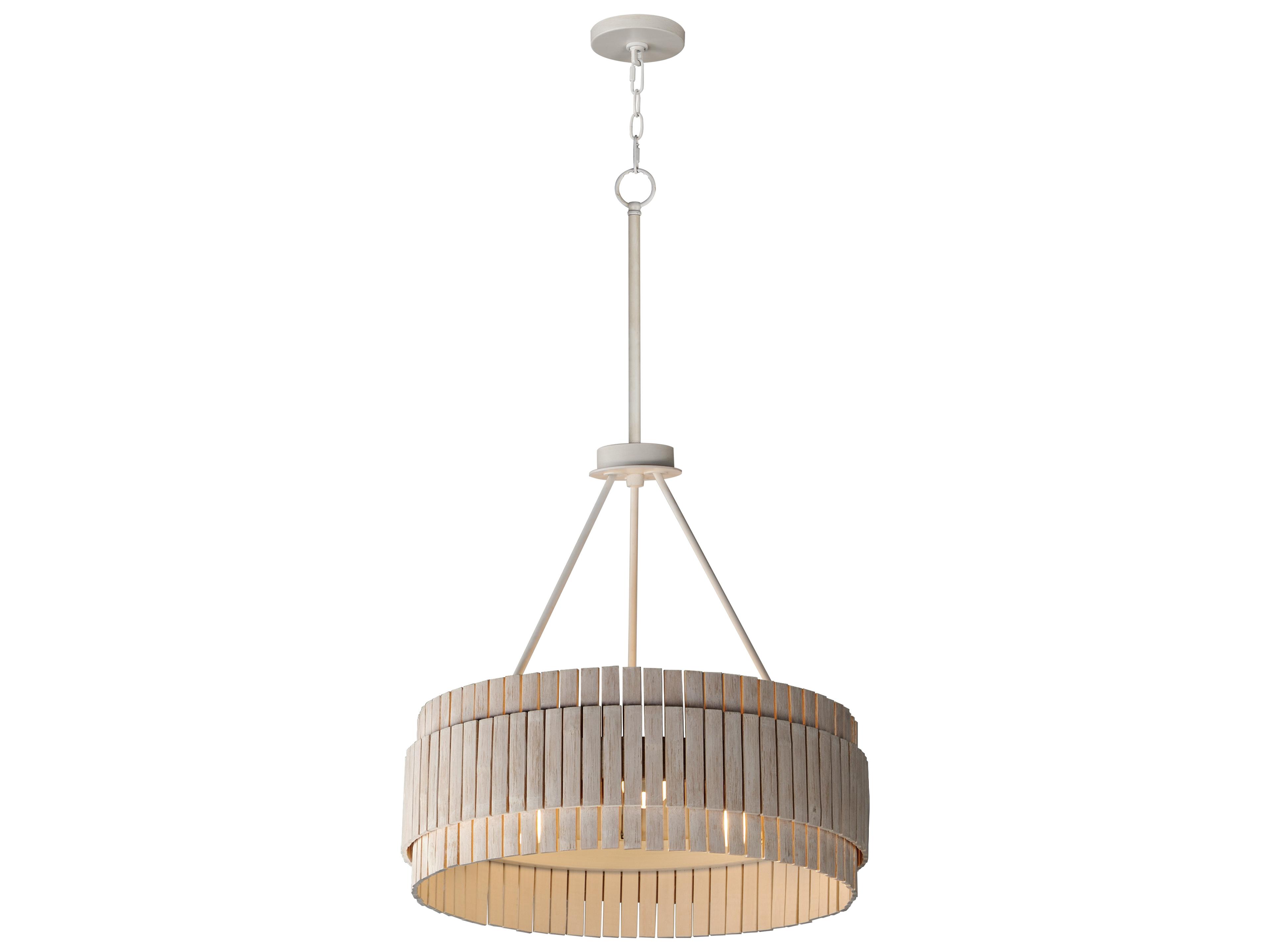 Satori 3- Light Ecru Wood Drum Chandelier