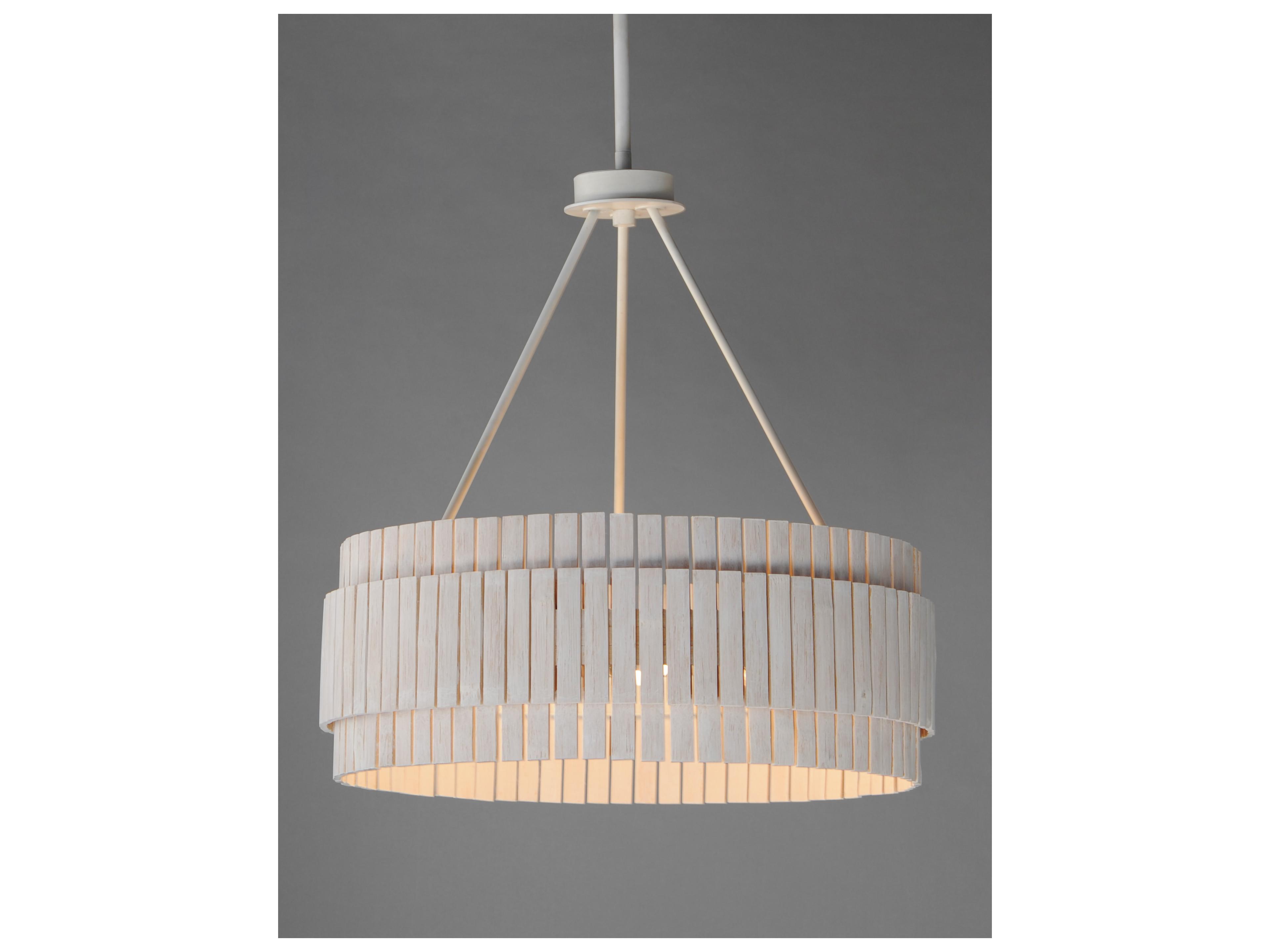 Maxim Lighting Satori 3- Light Ecru Wood Drum Chandelier