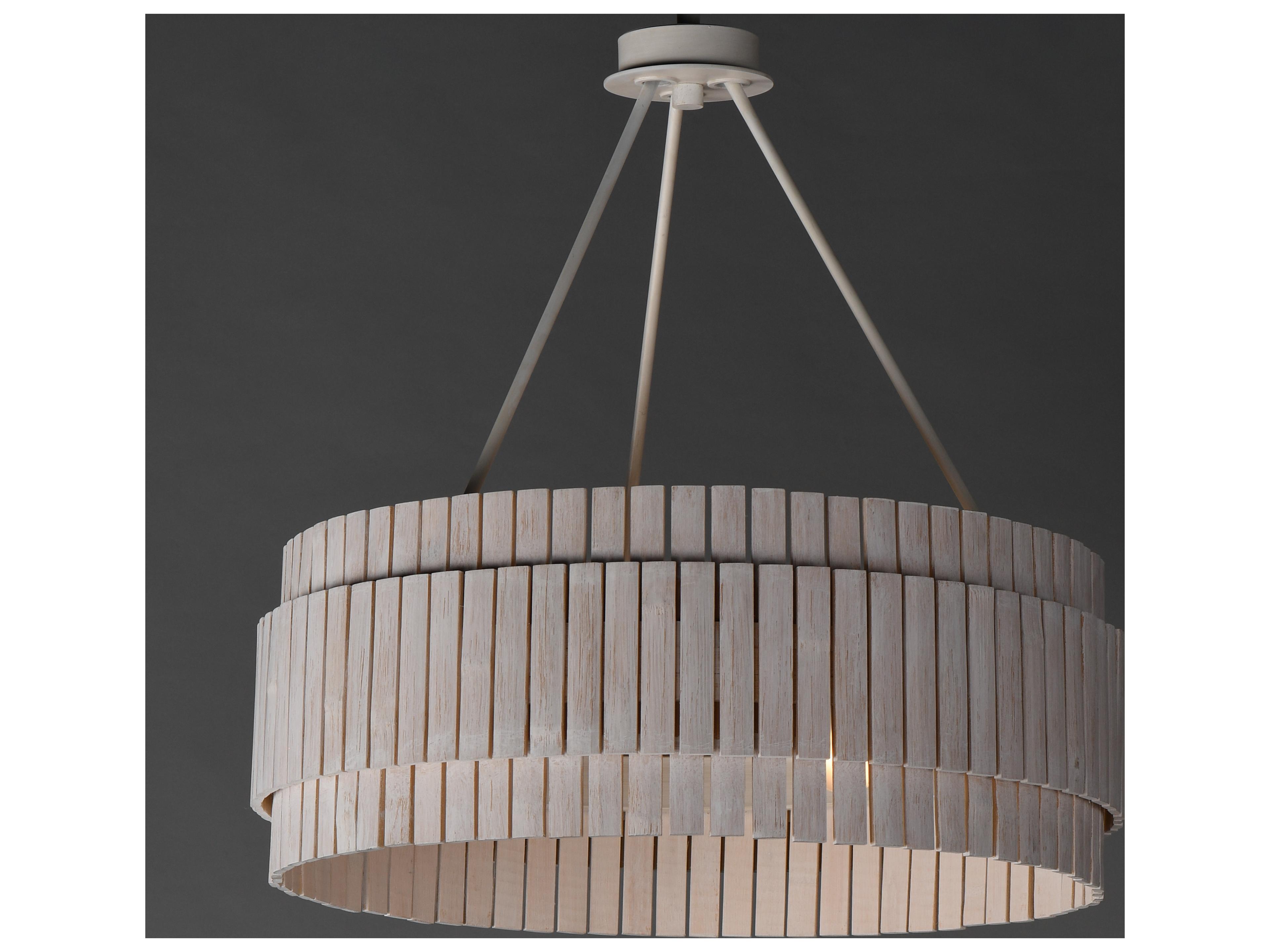 Maxim Lighting Satori 3- Light Ecru Wood Drum Chandelier