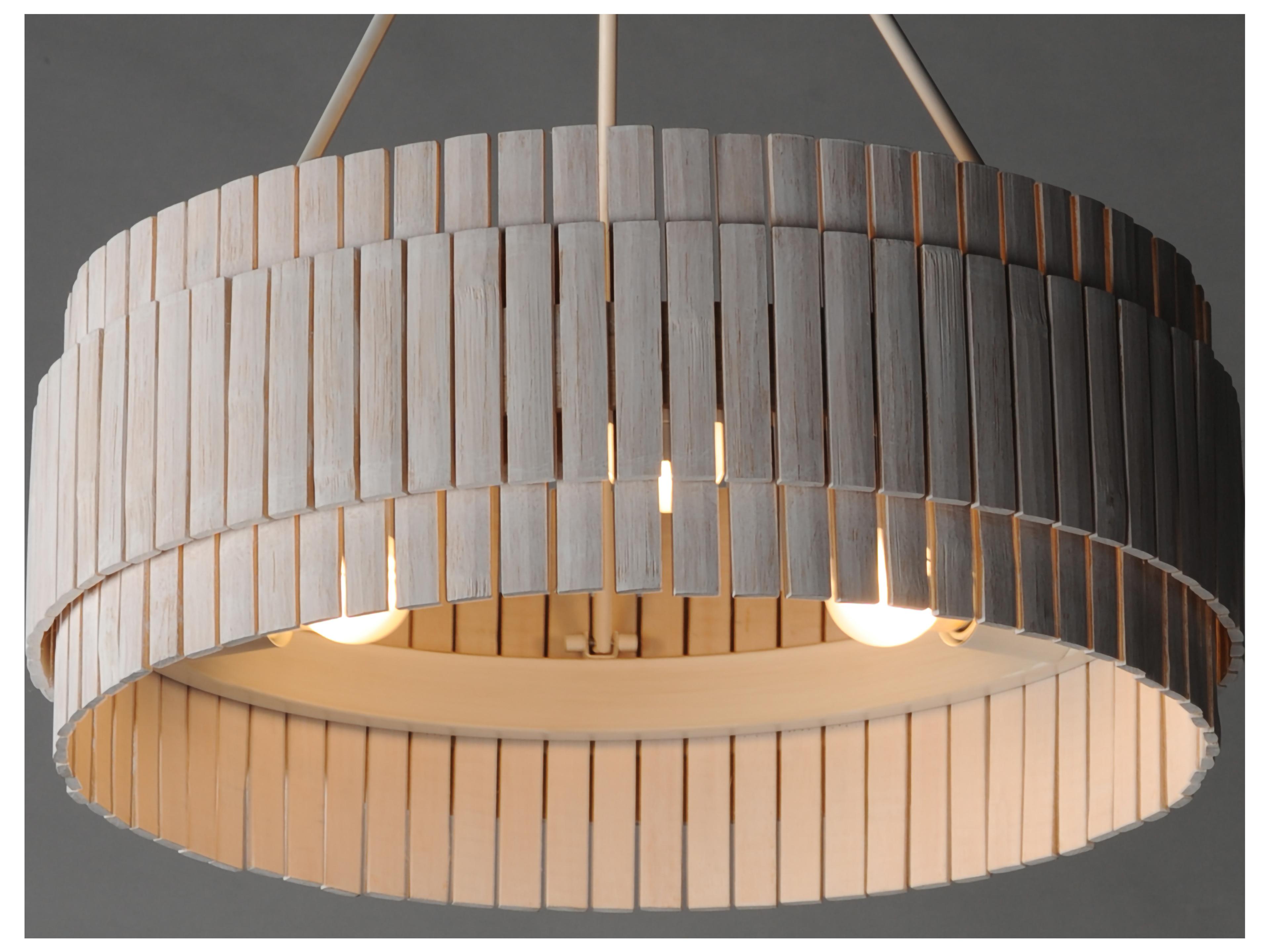 Maxim Lighting Satori 3- Light Ecru Wood Drum Chandelier