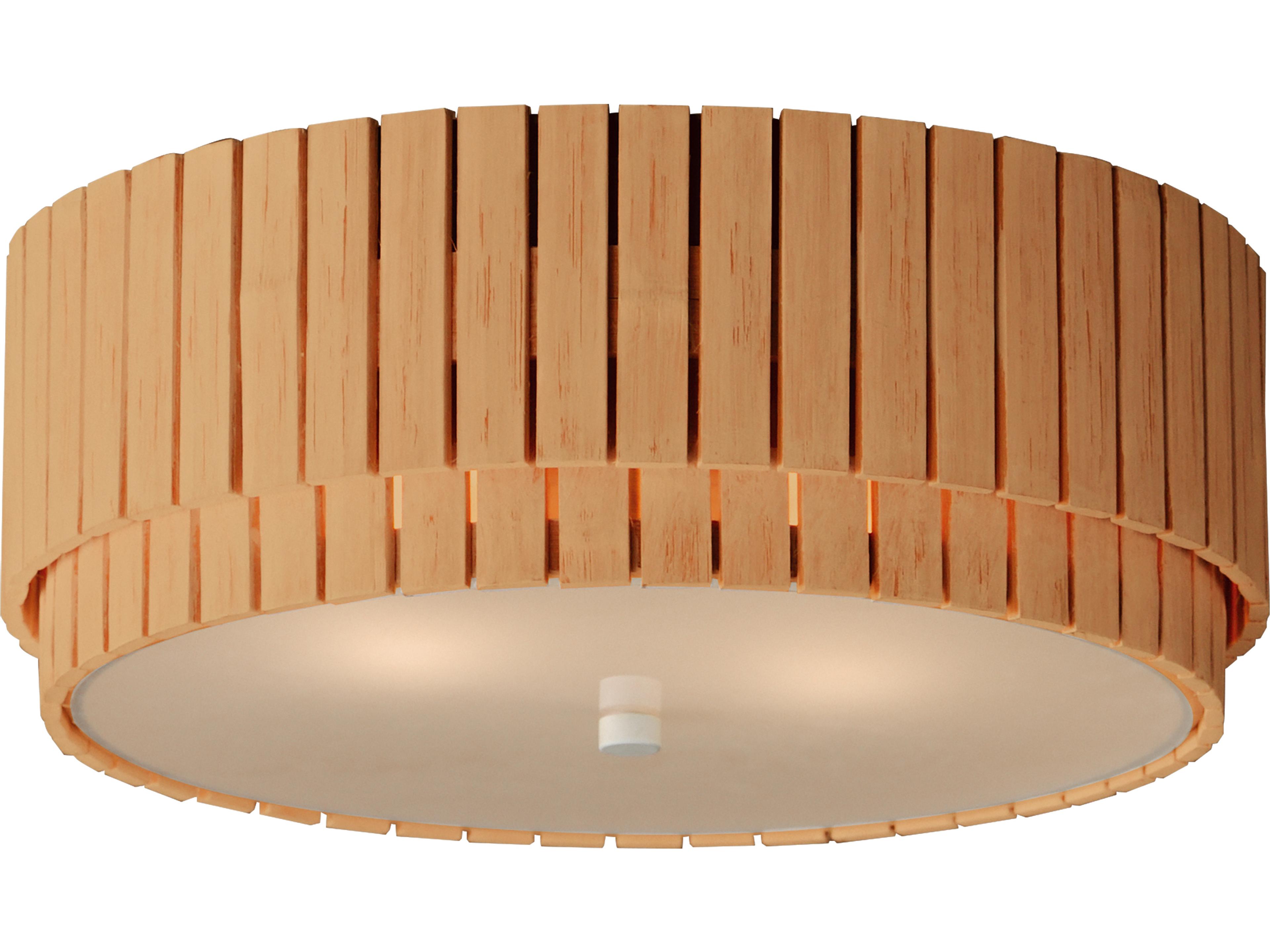 Satori 2- Light Natural Aged Brass Wood Drum Flush Mount