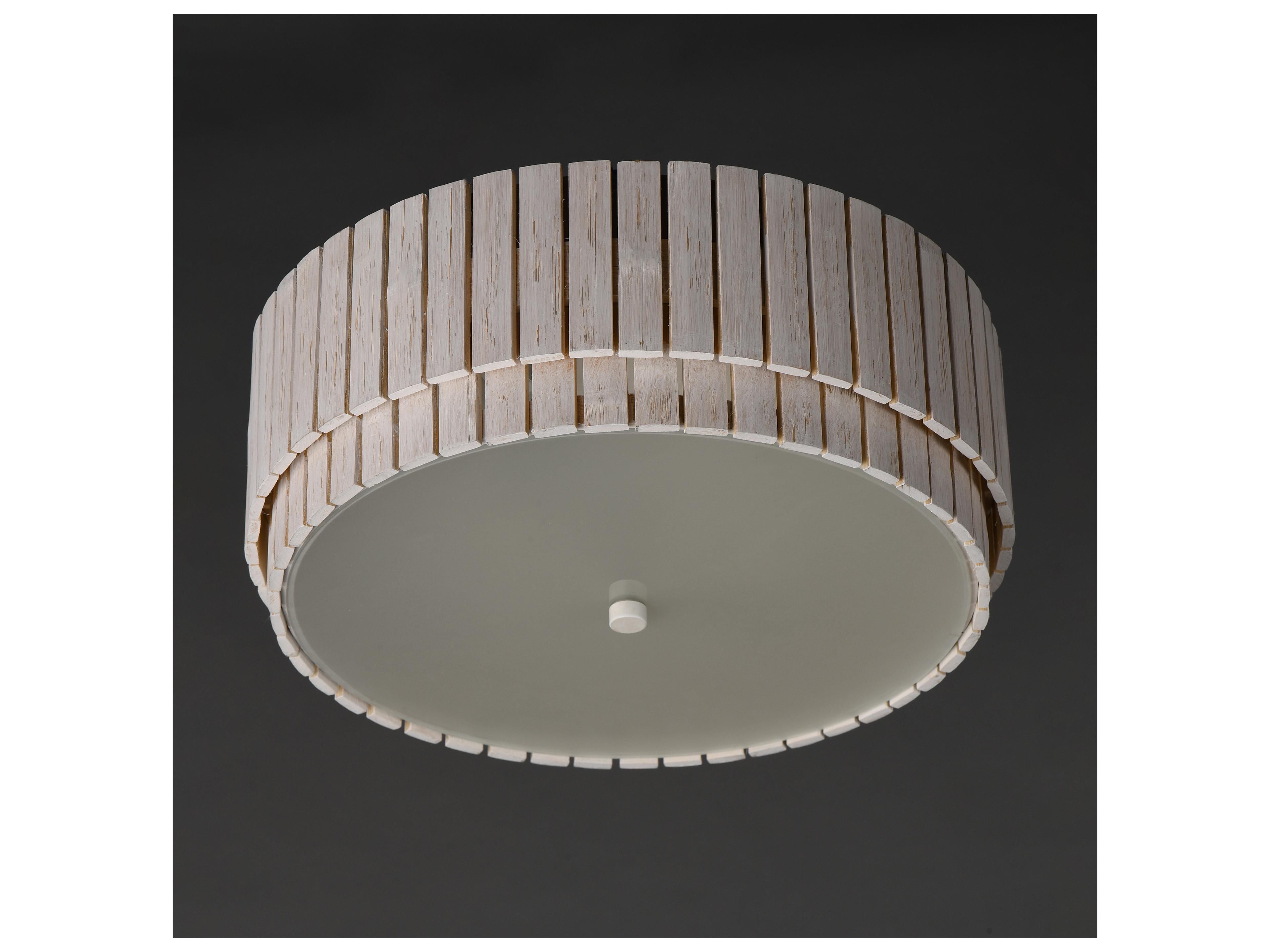 Maxim Lighting Satori 2- Light Ecru Wood Drum Flush Mount