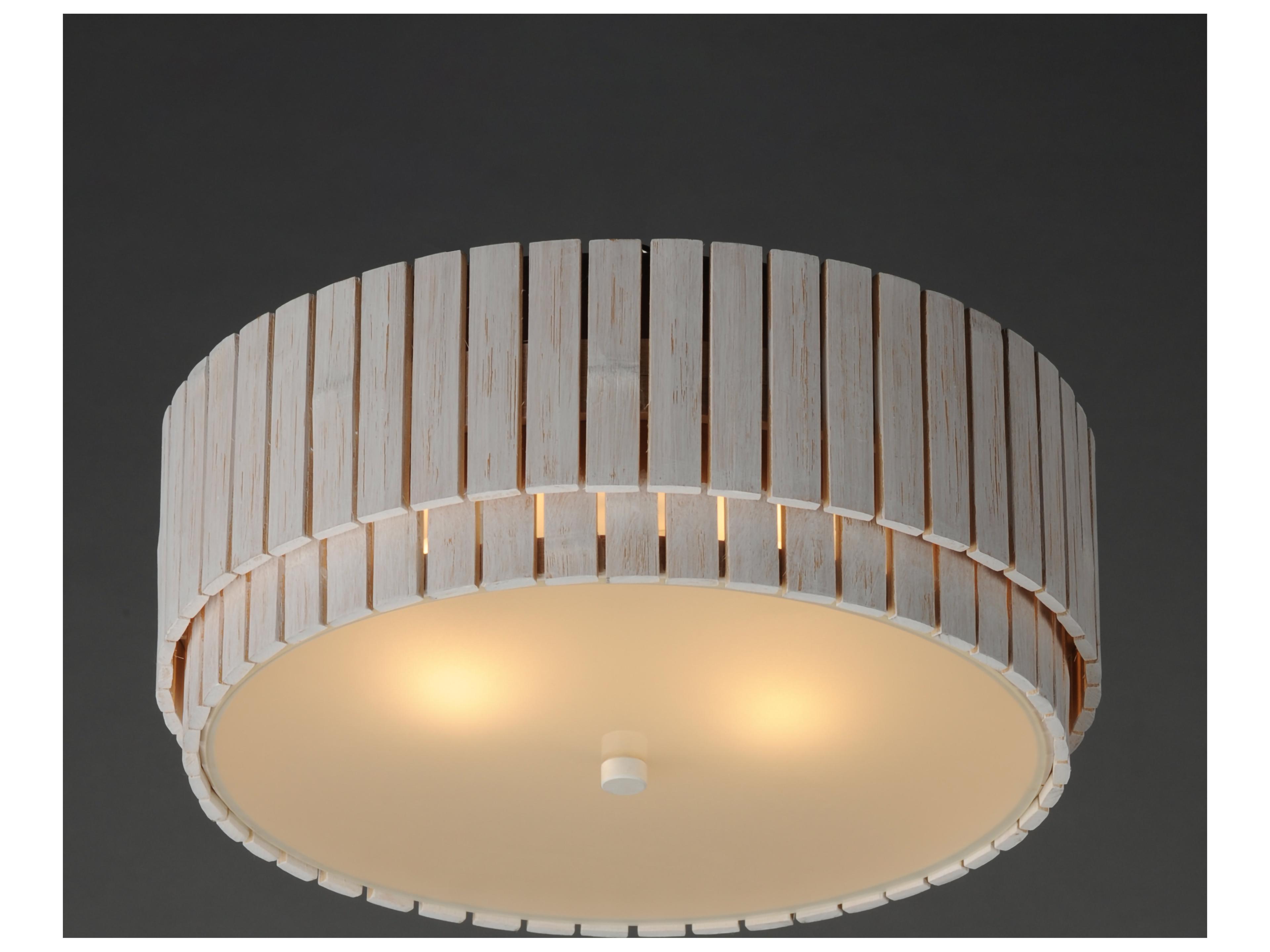 Maxim Lighting Satori 2- Light Ecru Wood Drum Flush Mount