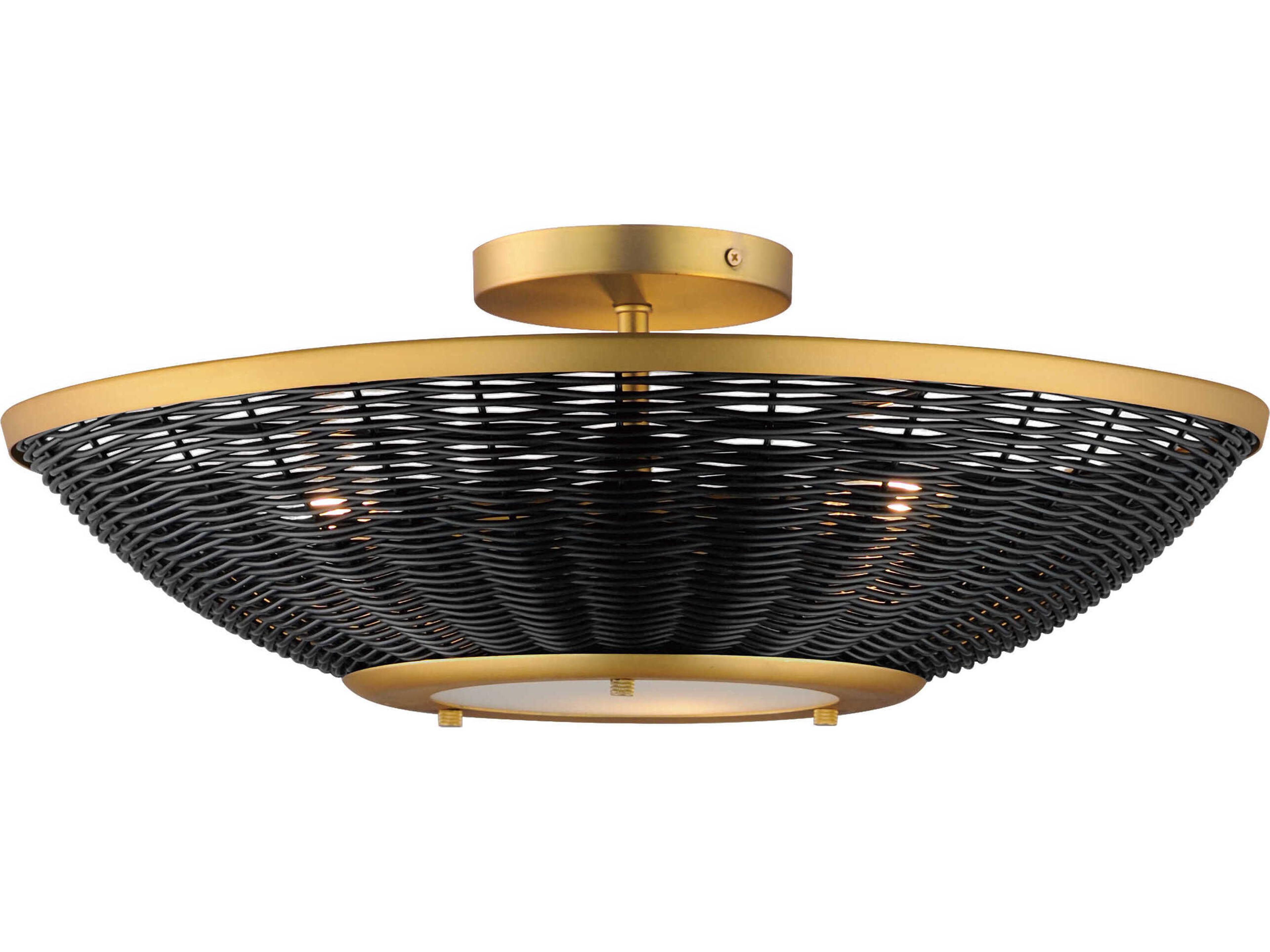 Maxim Lighting Rattan 3-Light Natural Aged Brass Wall Sconce