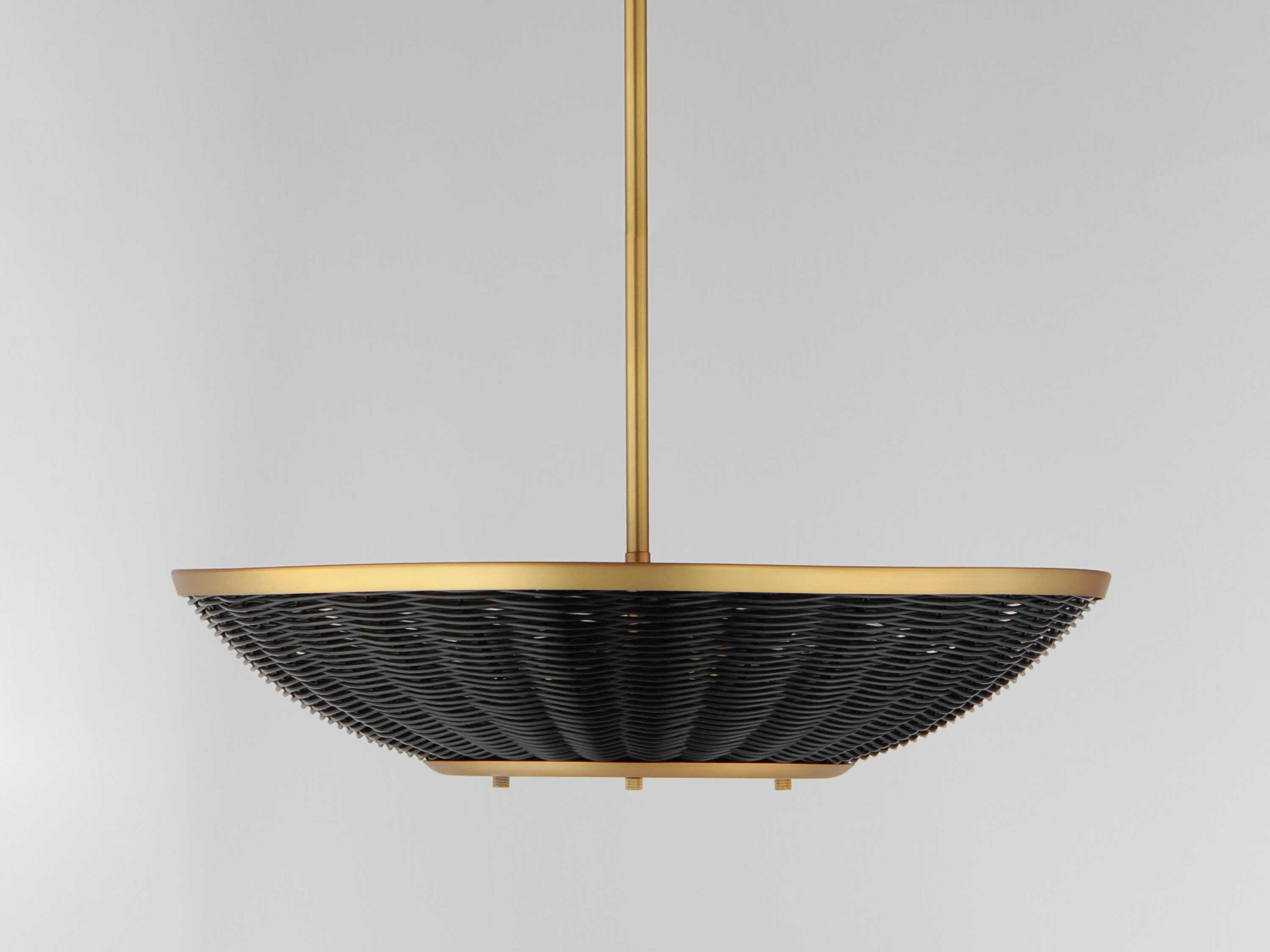 Maxim Lighting Rattan 3-Light Natural Aged Brass Bowl Pendant