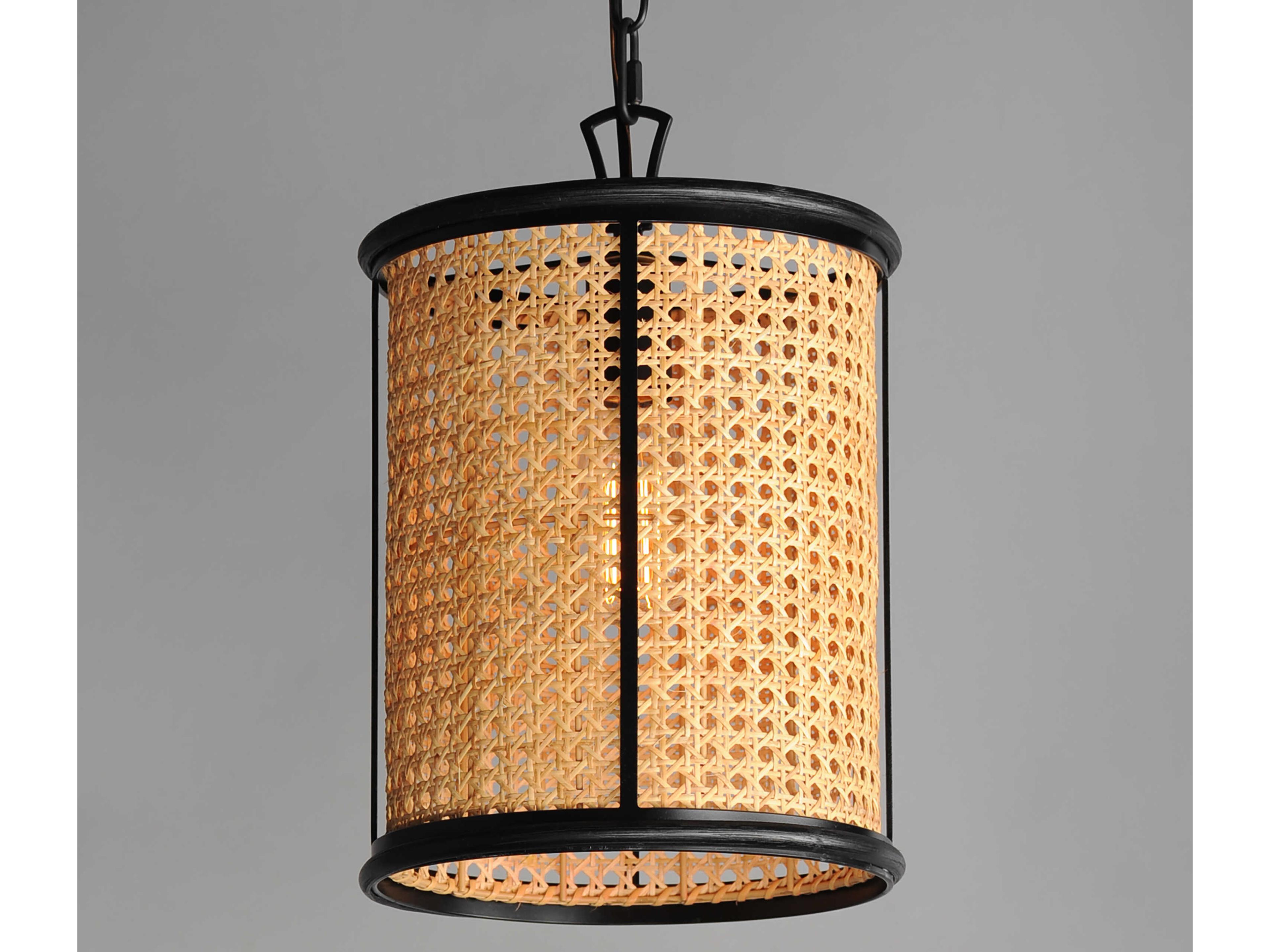 Maxim Lighting Cane 1-Light Black Drum Mini Pendant