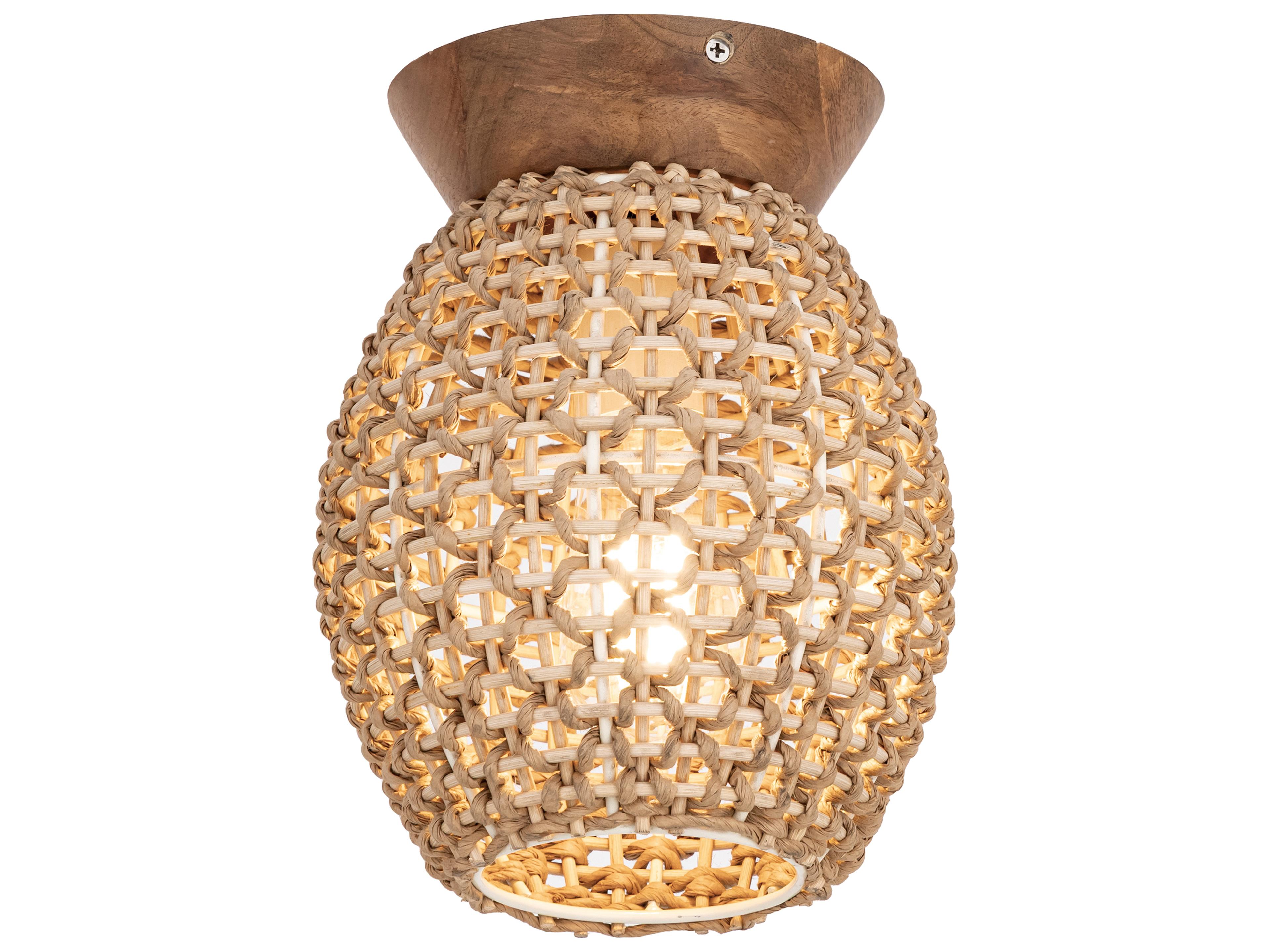 Cotswold 1-Light Walnut Wood Flush Mount