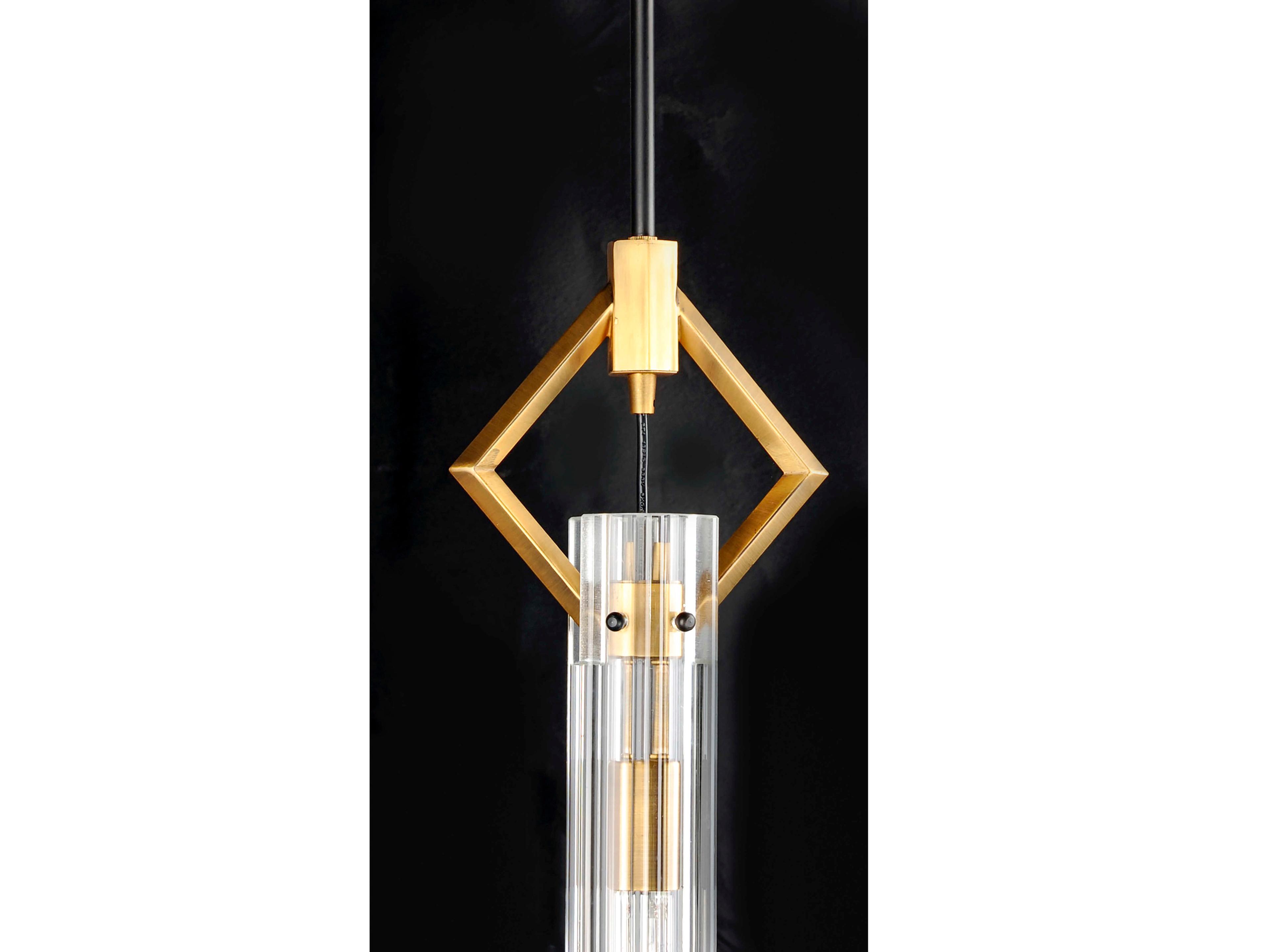 Maxim Lighting Flambeau 1-Light Black Antique Brass Glass Cylinder Mini Pendant